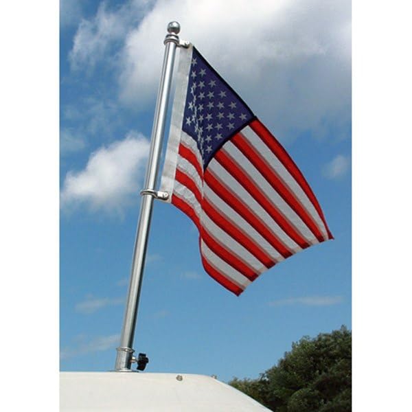TaylorMade Flag Pole Set - 10ft Polished Stainless Steel Outdoor Flagpole Kit with Gold Ball Finial & Ground Sleeve for Residential & Commercial Use | Perfect for Front Yard, Garden, Business Entrance & Patriotic Displays