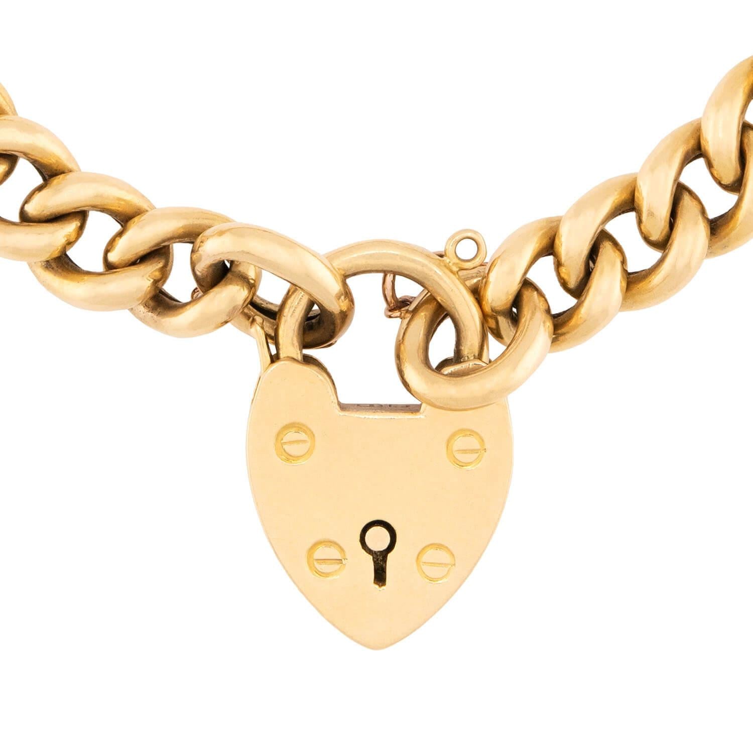 18K Gold Victorian Style Cuban Link Heart Padlock Bracelet for Women - Elegant Jewelry Gift for Valentine's Day, Anniversary & Special Occasions