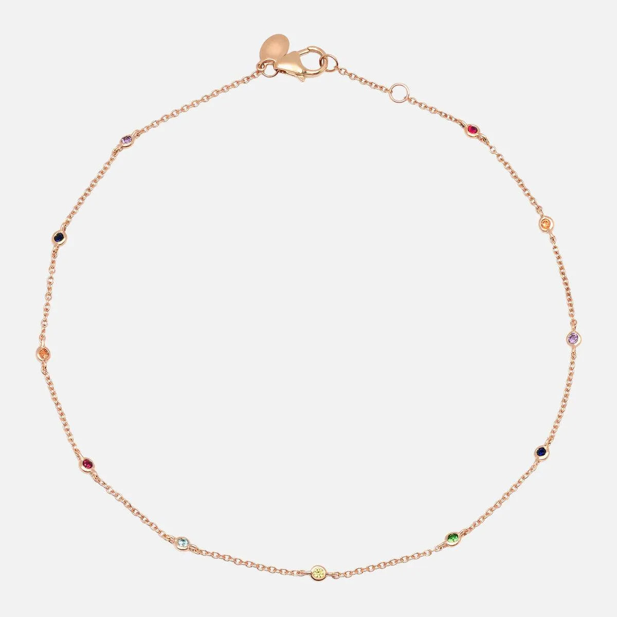 Rainbow Bezel Anklet for Women - Adjustable Ankle Bracelet with Colorful Bezel Stones - Perfect for Summer, Beach, and Boho Fashion Accessories