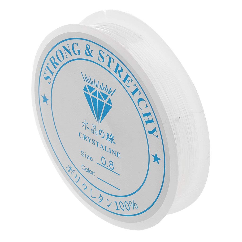 Stretchy Elastic Cord for Jewelry Making - 0.8mm Clear Round Beading String (10m Spool) | Perfect for DIY Necklaces, Bracelets & Craft Projects | Durable & Flexible for All Your Creative Needs