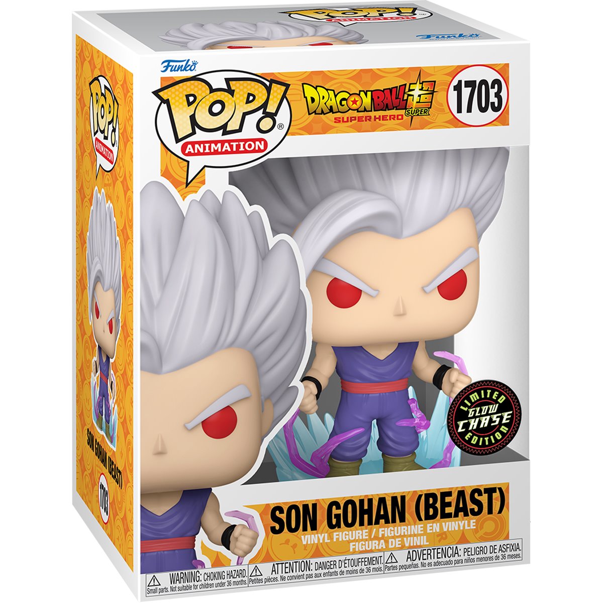 Dragon Ball Super: Super Hero Son Gohan (Beast) Funko Pop! Vinyl Figure #1703 - Glow in The Dark Chase Edition - Collectible Anime Toy for Fans & Gift Idea