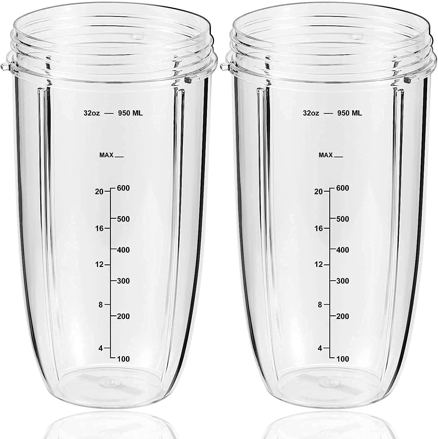 2-Pack 32oz Replacement Blender Cups for NutriBullet 600W & 900W Blenders - Durable BPA-Free Blending Jars for Smoothies, Protein Shakes & Meal Prep
