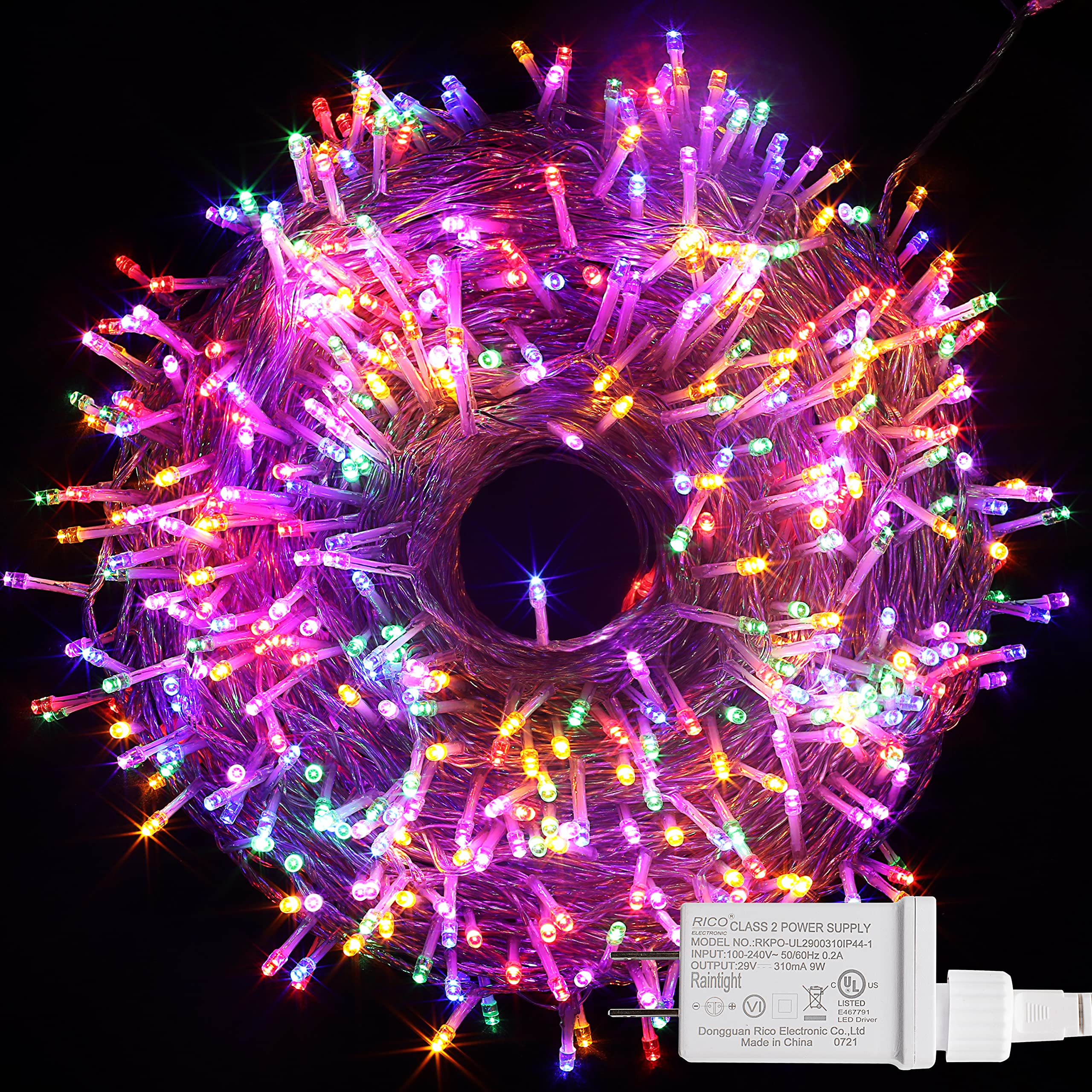 500 LED Christmas Lights, 174.2 ft Outdoor String Lights with 8 Lighting Modes - Waterproof Plug-in Mini Fairy Lights for Holiday Decor, Xmas Tree, Wedding, Party & Bedroom - Multicolor Indoor/Outdoor Decorations for Christmas, Garden, Patio & Home