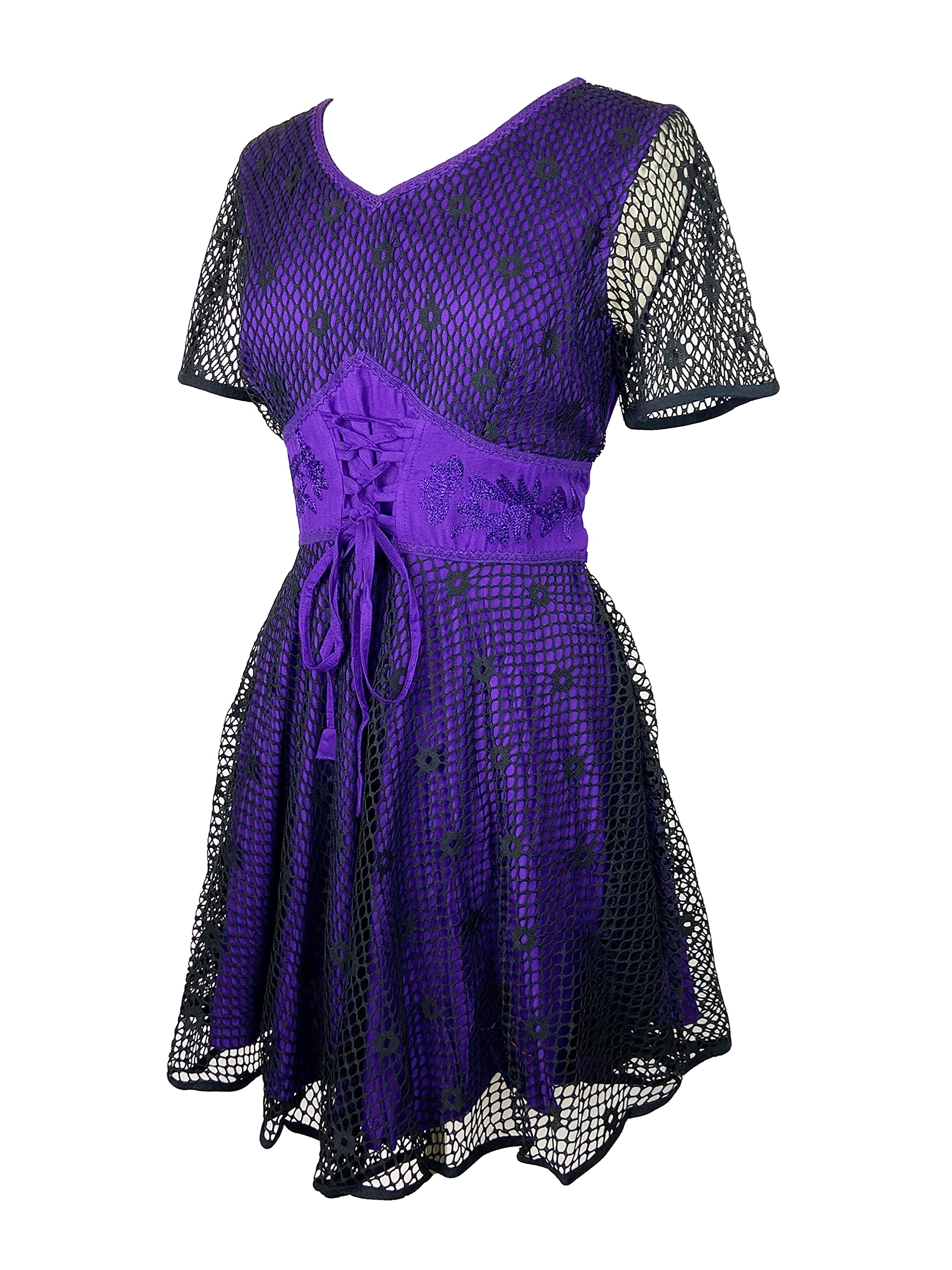Agan Traders Women's 2025 Spring Summer Mini Dress - V Neck Short Flowy Cocktail Party Dress with Net Overlay | Perfect for Weddings, Date Nights & Summer Vacations