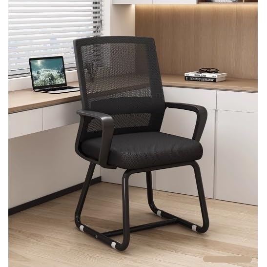 Ergonomic Office Chair with Breathable Mesh Back & Arm Support - Adjustable Height Computer Desk Chair for Adults, Home Office, Conference & Study - Comfortable Black Work Chair for Long Hours