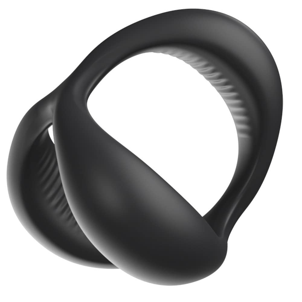 Premium Silicone Dual Lock Cock Ring - European Style Penis Enhancer for Stronger & Longer Erections - Stretchy Male Delay Training Ring with Endurance Exercise Bands (Black) - Perfect for Couples Play & Solo Performance Enhancement