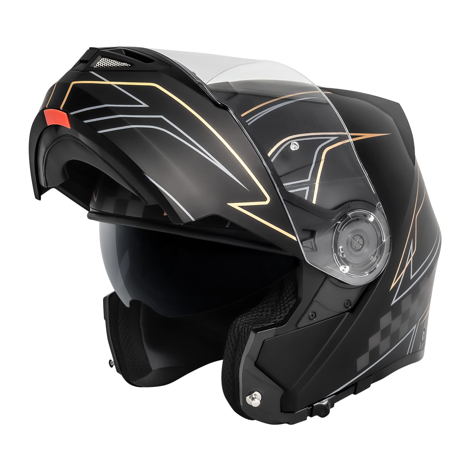 VCAN VX28 Full Face Modular Flip-Up Motorcycle Helmet - DOT & ECE Certified, Coolmax Cheek Pads, OTG Compatible for Glasses Wearers - Ideal for Touring, Commuting & Adventure Riding