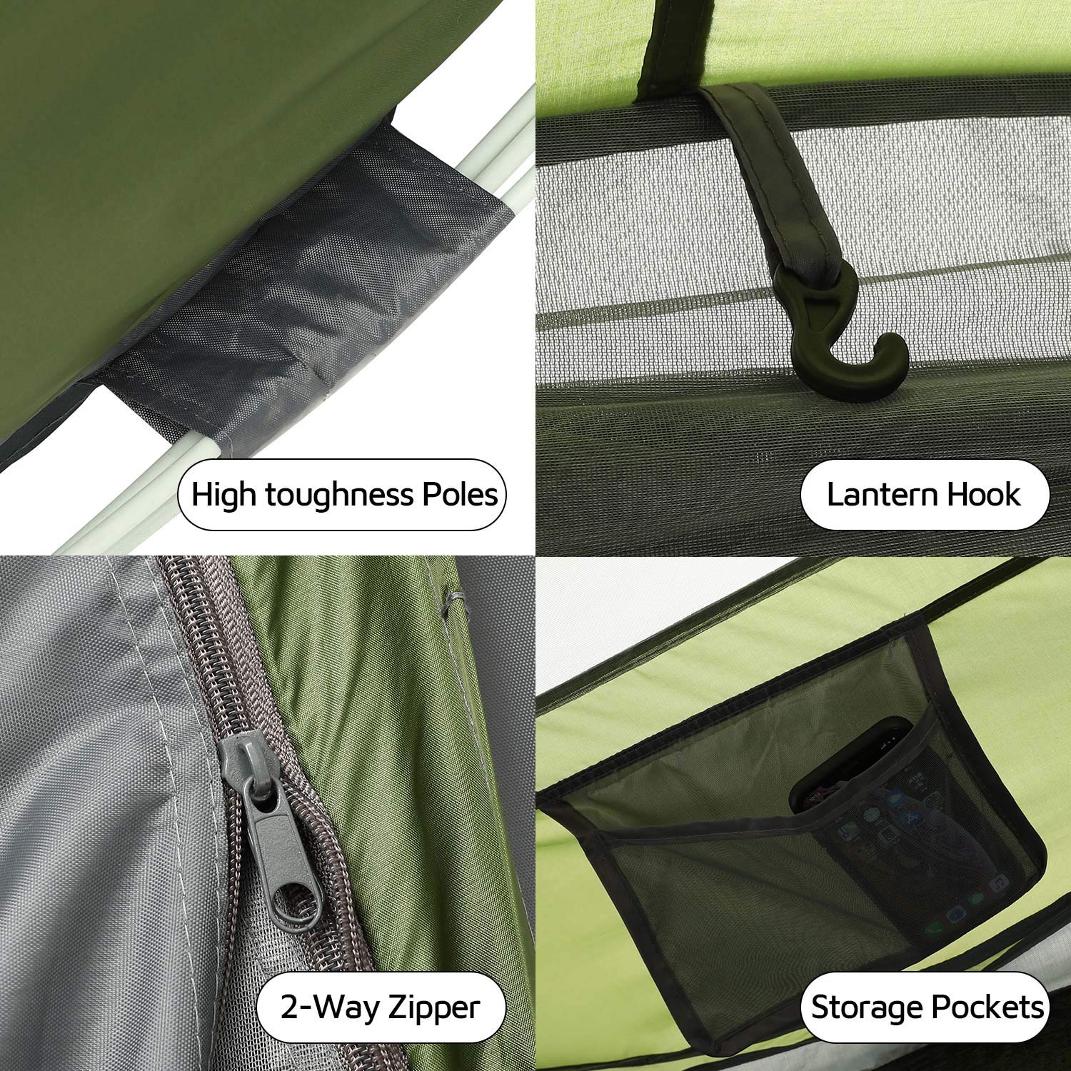 4 Person Instant Pop Up Tent - 9.5’X6.6’X52’’ Waterproof Family Camping Tent with 2 Doors | Automatic Setup for Easy Camping, Hiking, Backpacking & Outdoor Adventures | Perfect for Family Trips, Beach Days & Music Festivals