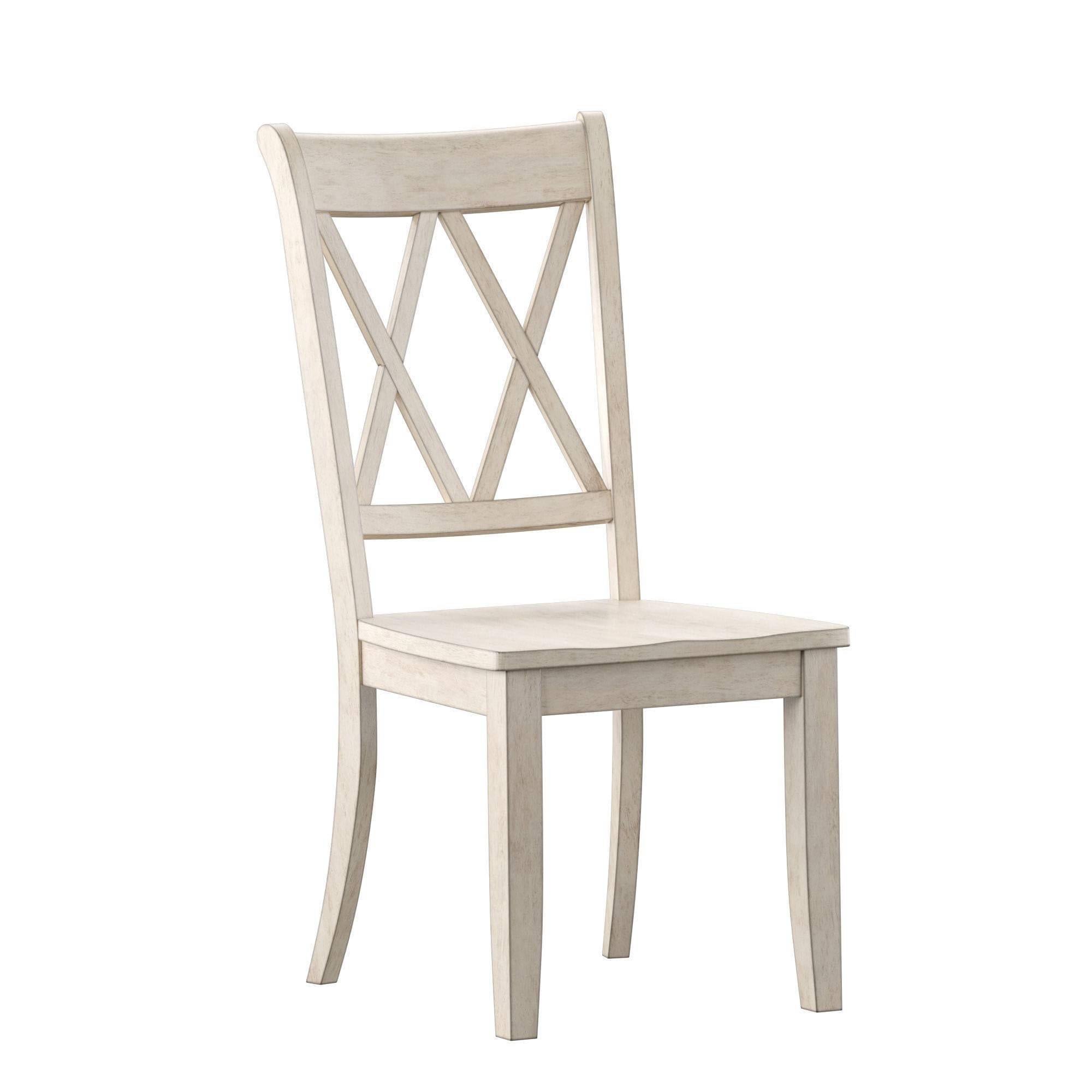 Classic Eleanor X Back Wood Dining Chairs (Set of 2) - Antique White Finish for Farmhouse & Traditional Dining Rooms - Perfect for Kitchen Tables, Breakfast Nooks & Formal Dining Areas