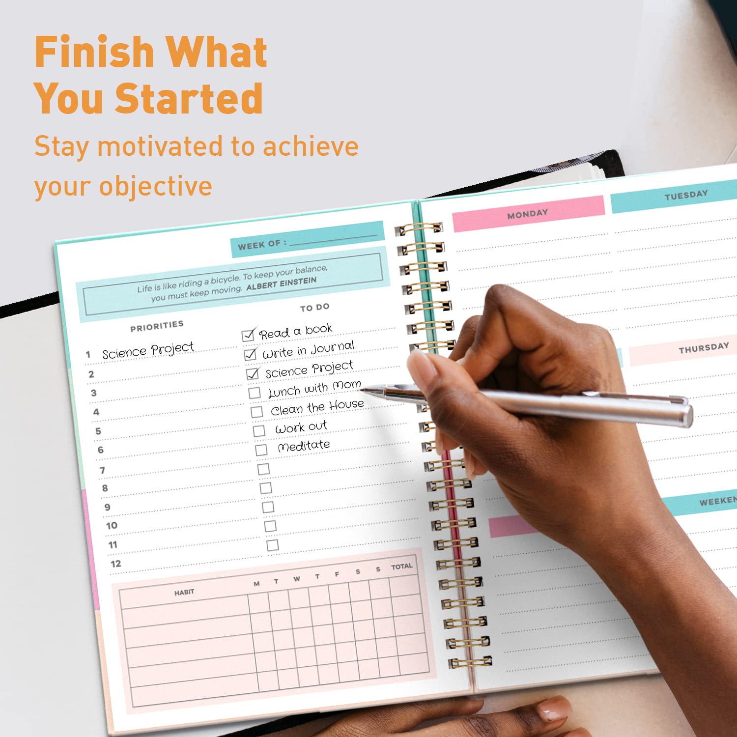 S&O Best Week Ever Undated Weekly Planner - 52 Week Goal & Habit Tracker for Productivity - 6x8.25