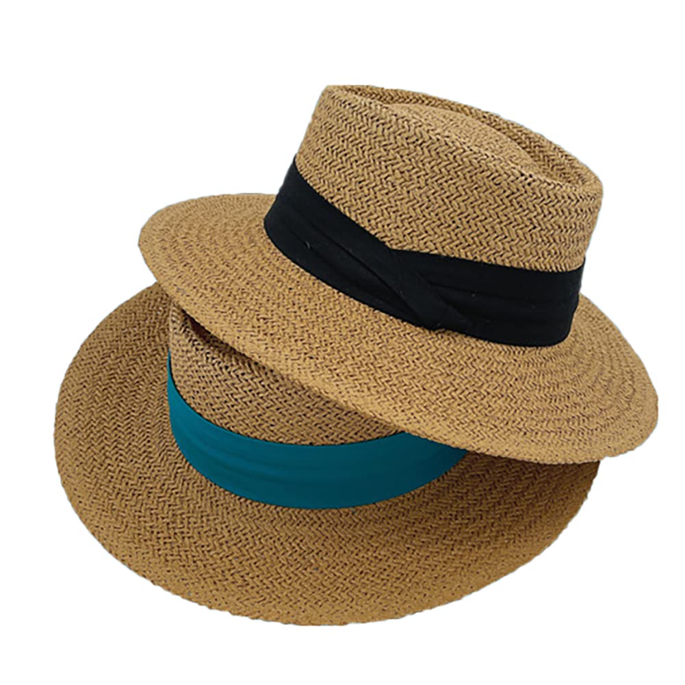 Stylish Straw Fedora Hats for Women & Men - UV Protection Summer Beach Sun Hat, Wide Brim Boater Hat for Outdoor, Travel, and Vacation