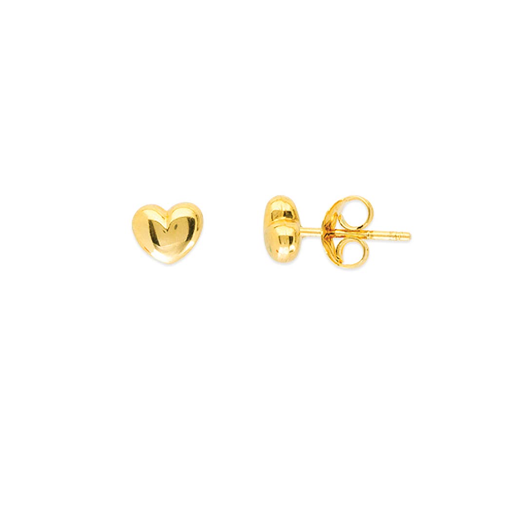 14K Yellow Gold Puff Love Heart Stud Earrings for Women - Romantic Jewelry Gift for Her - Perfect for Valentine's Day, Anniversary & Special Occasions