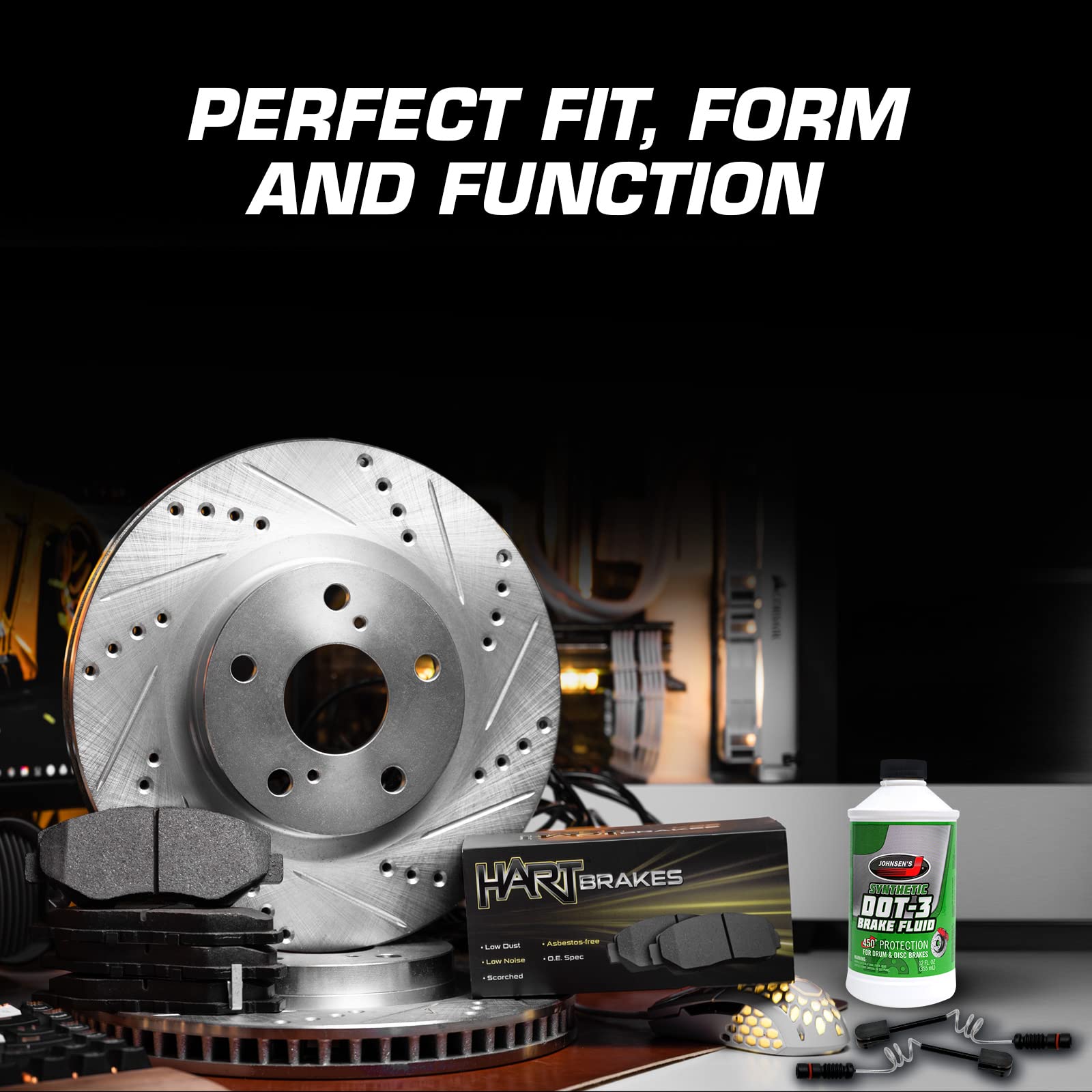High-Performance Hart Front & Rear Brake Pads and Rotors Kit - Semi-Metallic Brake System with Sensor Wire (PHCC.40005.63) | Perfect for Sedans, SUVs & Trucks | Smooth Stopping Power for City Driving & Highway Safety