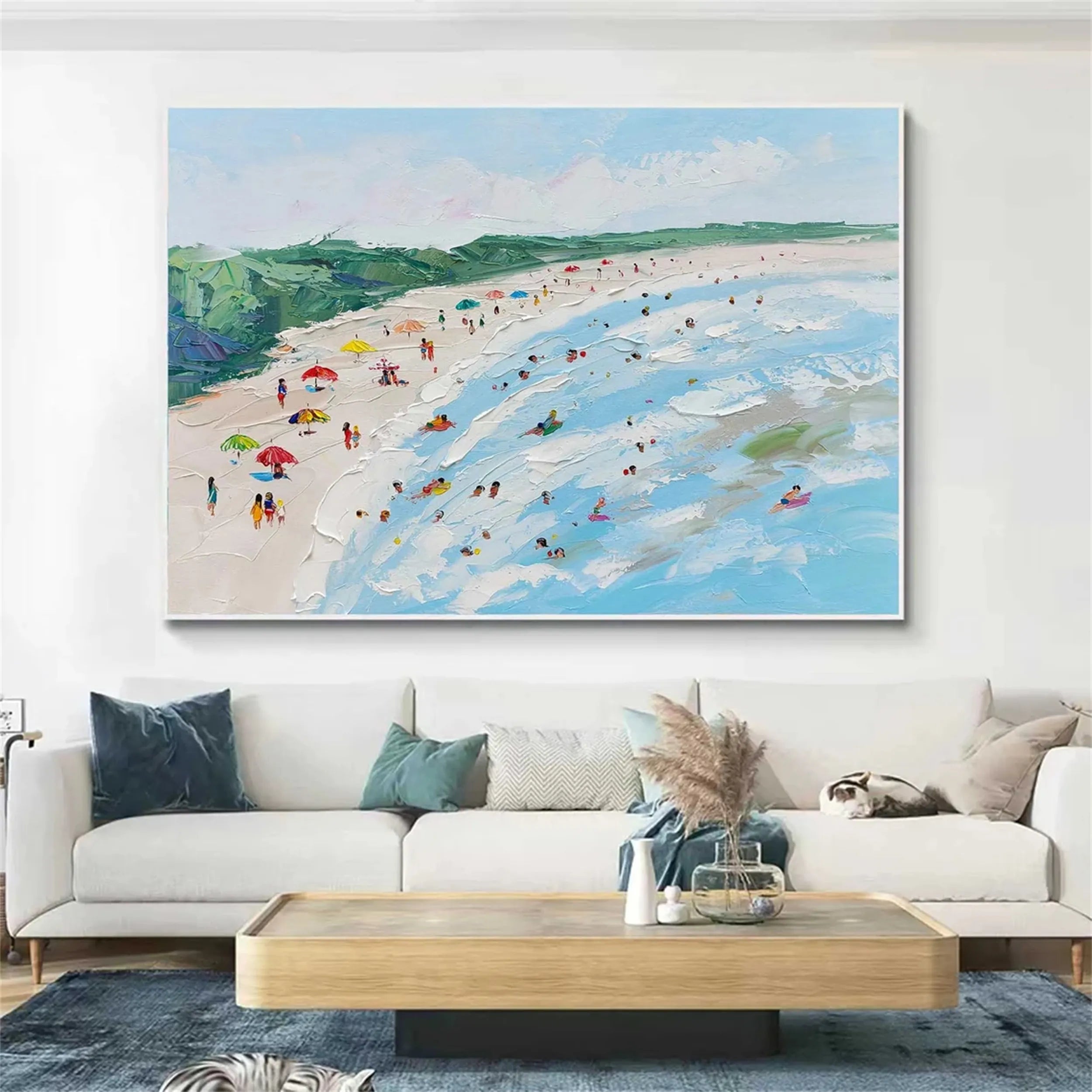 Ocean and Sky Painting #OS131 - Stunning Handmade Wall Art for Home & Office Decor - Perfect for Living Room, Bedroom, or Office Spaces