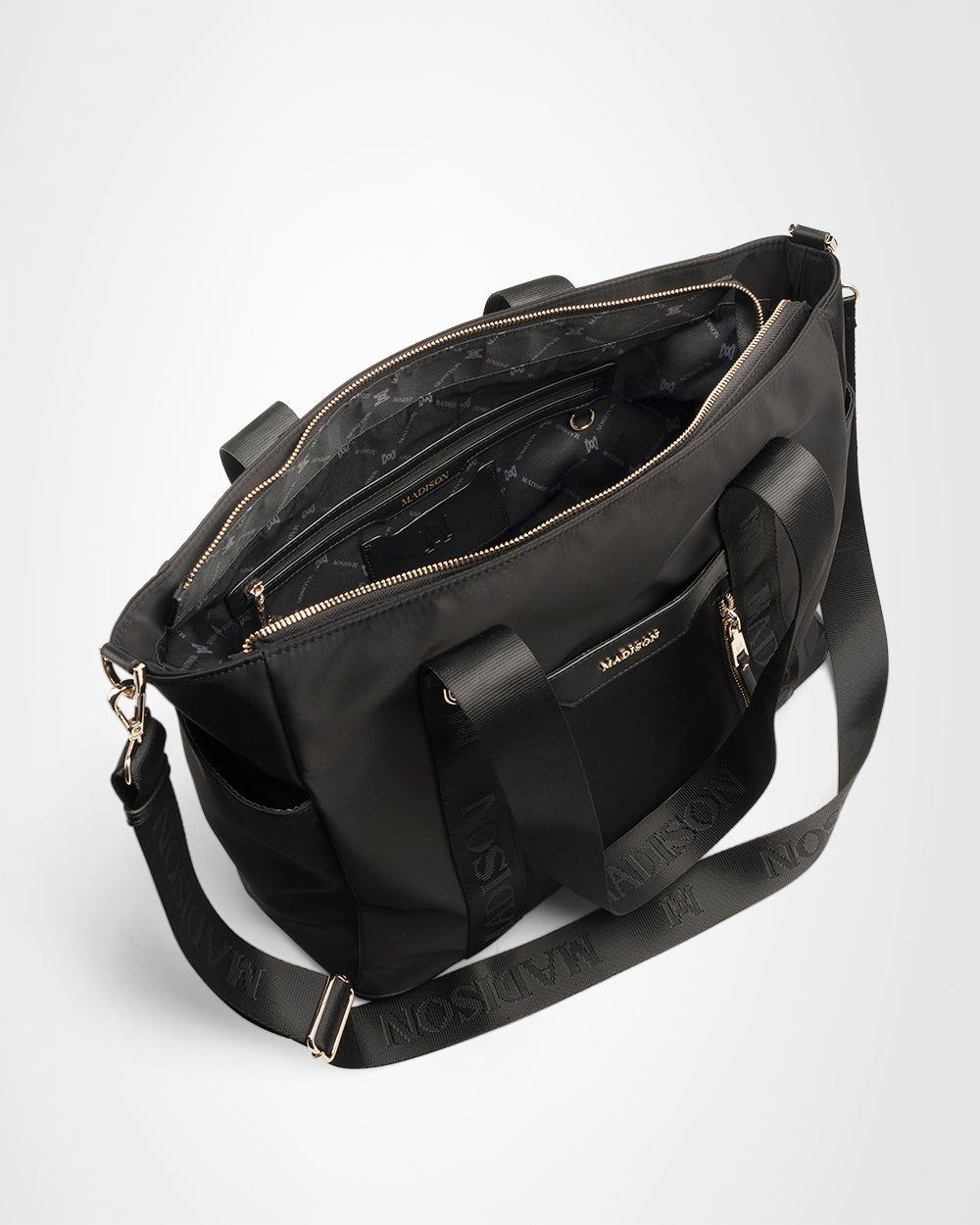 Anita Large Nylon Tote Bag with Monogram Webbing Strap - Stylish & Durable Women's Work Bag for Office, Travel & Shopping