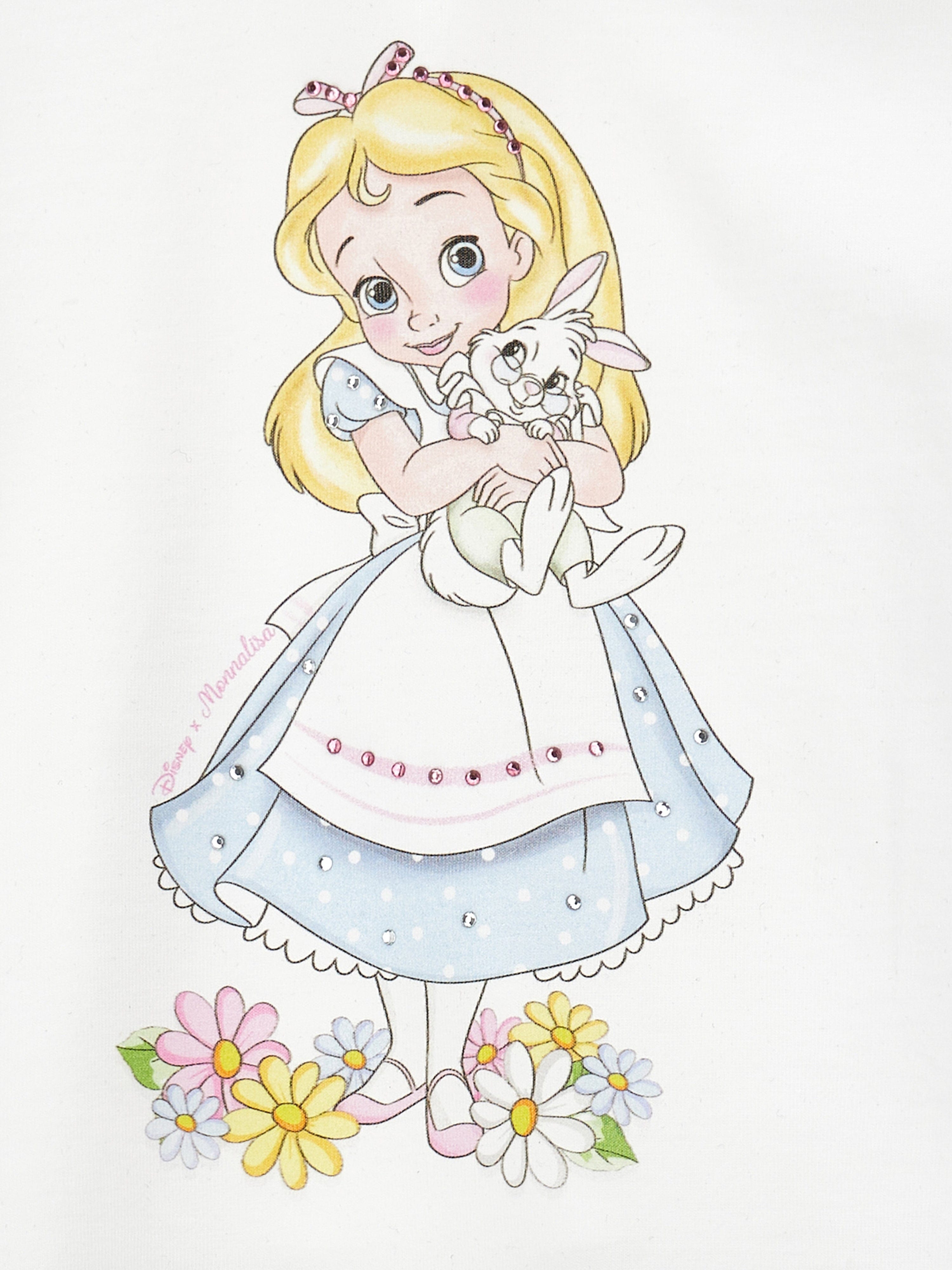Adorable Baby Girls Alice in Wonderland White T-Shirt - Perfect for Dress-Up, Birthday Parties & Everyday Play