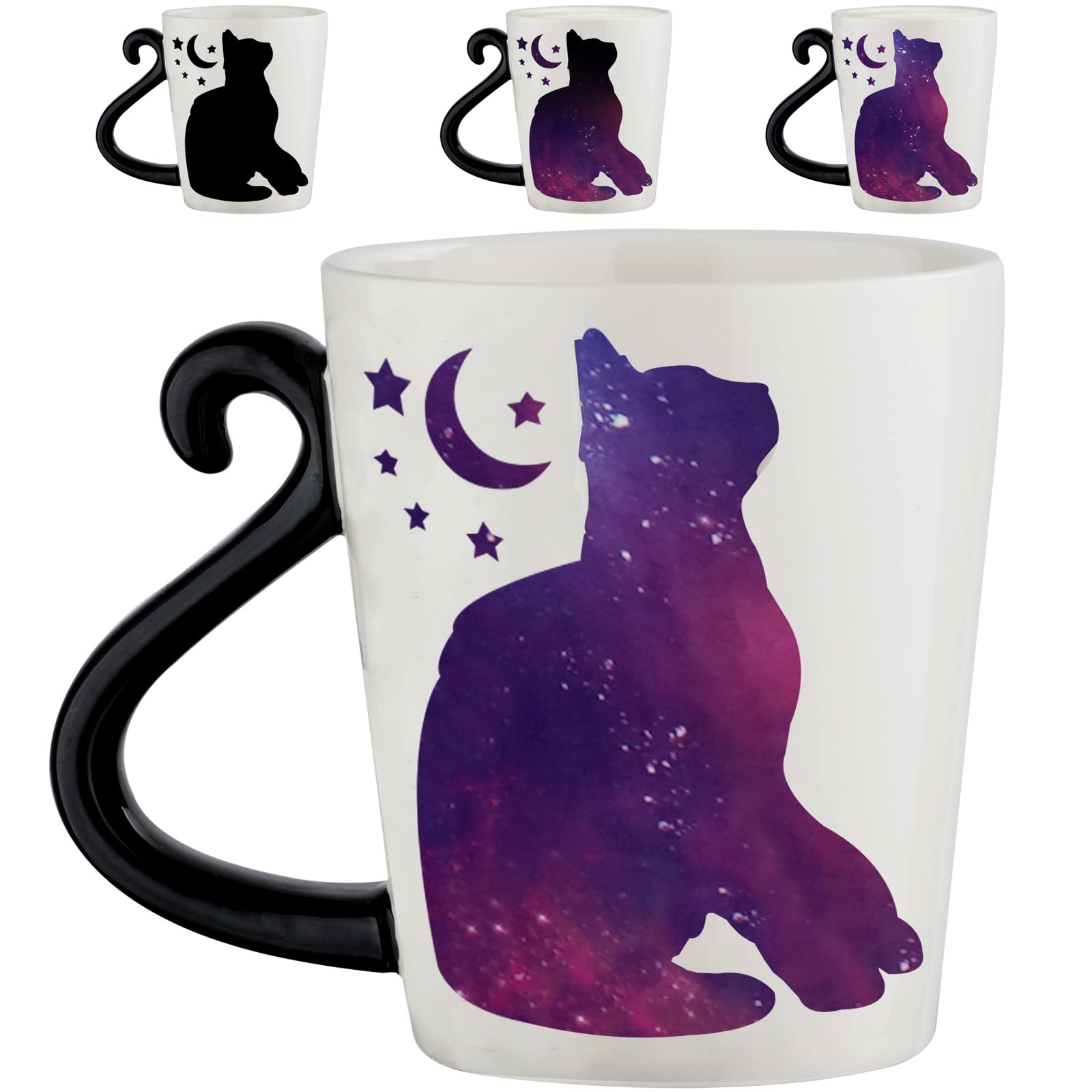 Thermo Color Changing Cat Coffee Mug - Funny Cat Lover Gift for Women, Mom, Wife, Sister, BFF - 12oz Ceramic Cup - Perfect for Birthday, Christmas, Office Gifts & Coffee Tea Lovers