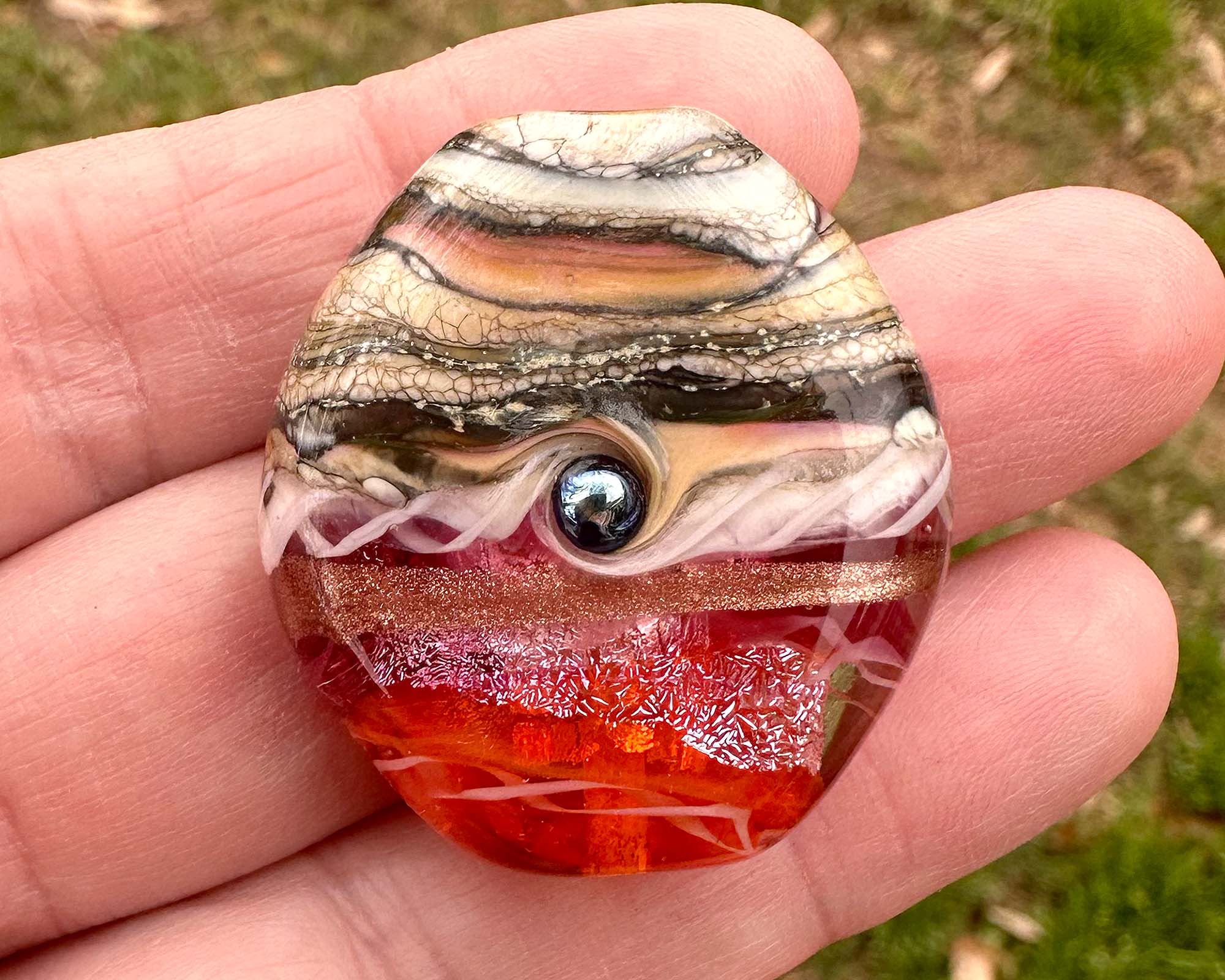 Handmade Sunset Organic Lampwork Glass Focal Bead SRA - Perfect for Jewelry Making, DIY Crafts & Beading Projects
