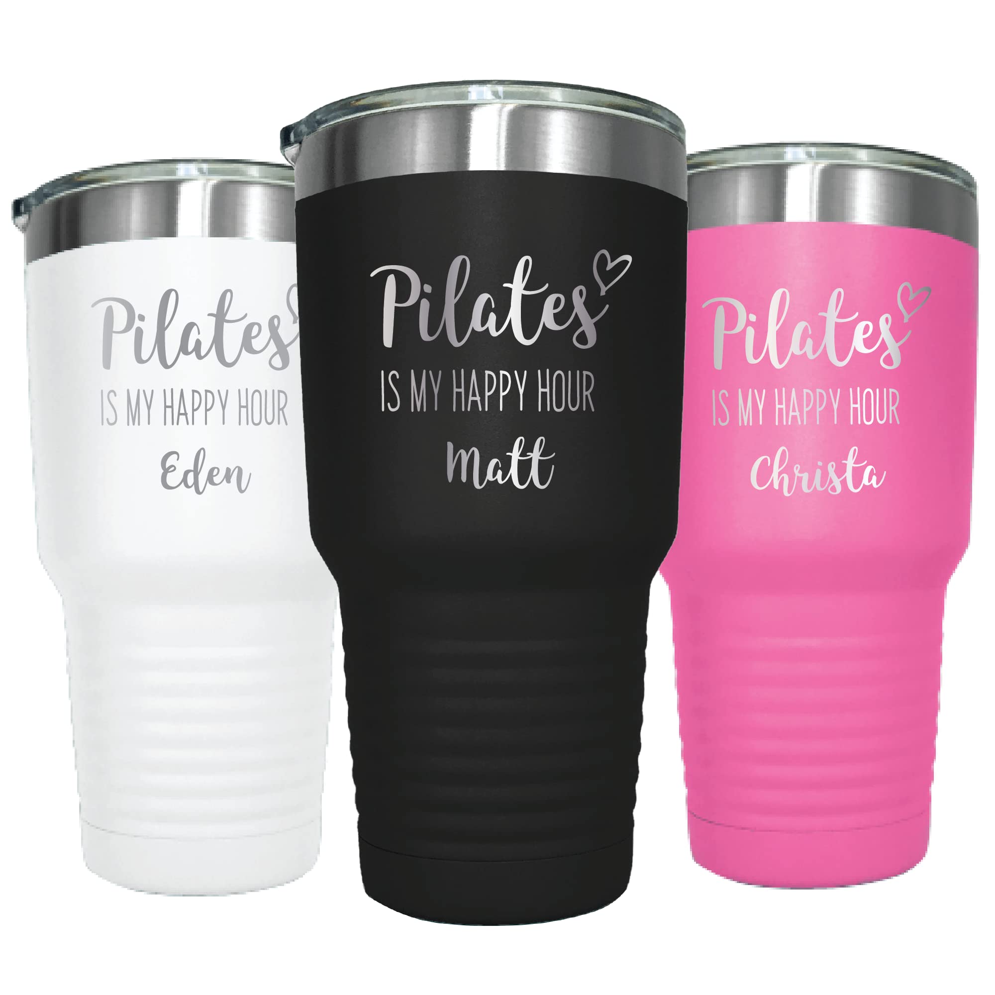 AVITO Personalized Pilates Tumbler - Laser Engraved Stainless Steel Vacuum Insulated 30oz Water Bottle with Lid - Perfect Gift for Pilates Lovers & Instructors - Ideal for Studio Workouts, Yoga Sessions & Post-Pilates Hydration