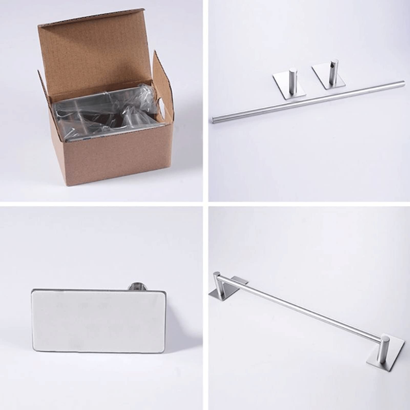 Stainless Steel Wall Mounted Towel Rack - No Drill Bathroom & Kitchen Storage Organizer for Towels, Robes & Utensils - Perfect for Small Spaces, Laundry Room & Balcony (30CM, Silver)