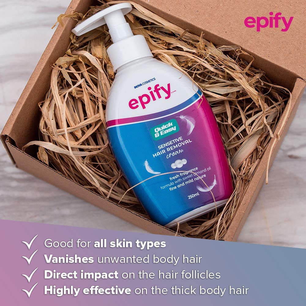 Epify Intimate Hair Removal Cream for Men & Women - Gentle & Effective Pubic, Bikini & Sensitive Area Hair Remover (6 Pack) | Painless At-Home Hair Removal for Smooth Skin | Perfect for Pre-Vacation, Swimwear & Summer Grooming