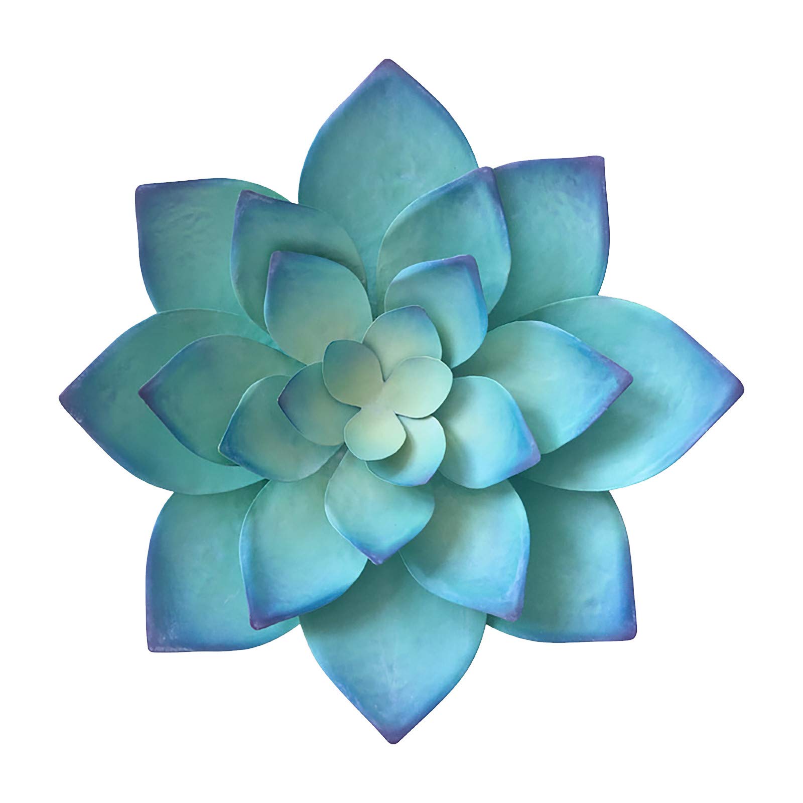 14 Inch Metal Flower Wall Art Decor - Handmade Succulent Plant Hanging Decor for Bathroom, Bedroom, Living Room & Office - Boho Home Decor Gift for Indoor & Outdoor Use (Blue) - Perfect for Farmhouse, Bohemian & Modern Interior Design Styles