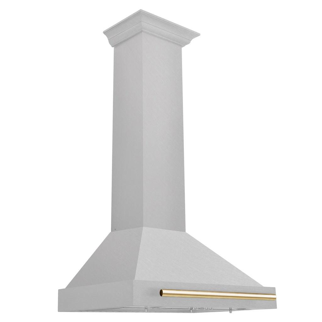 ZLINE KB4SNZ 36 G Autograph Edition 36-Inch Stainless Steel Wall Mount Range Hood with Convertible Satin Finish & Polished Gold Handle - Perfect for Modern Kitchens & Luxury Home Upgrades