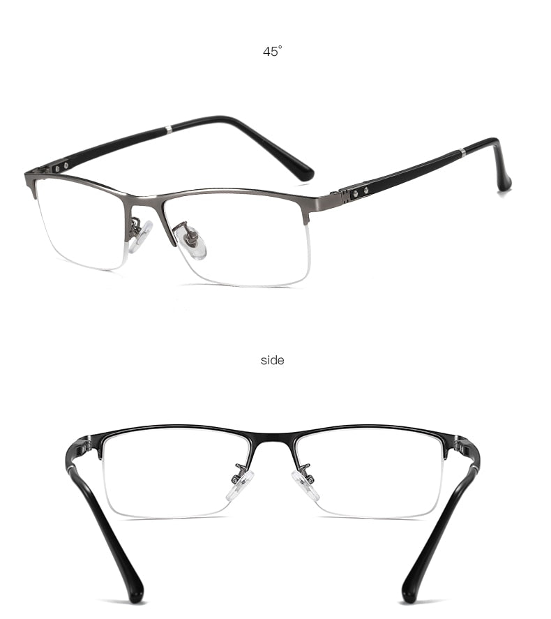 Aidien Men's Custom Lens Semi-Rimless Alloy Frame Eyeglasses AR5055 - Lightweight & Durable Glasses for Work, Reading & Everyday Use