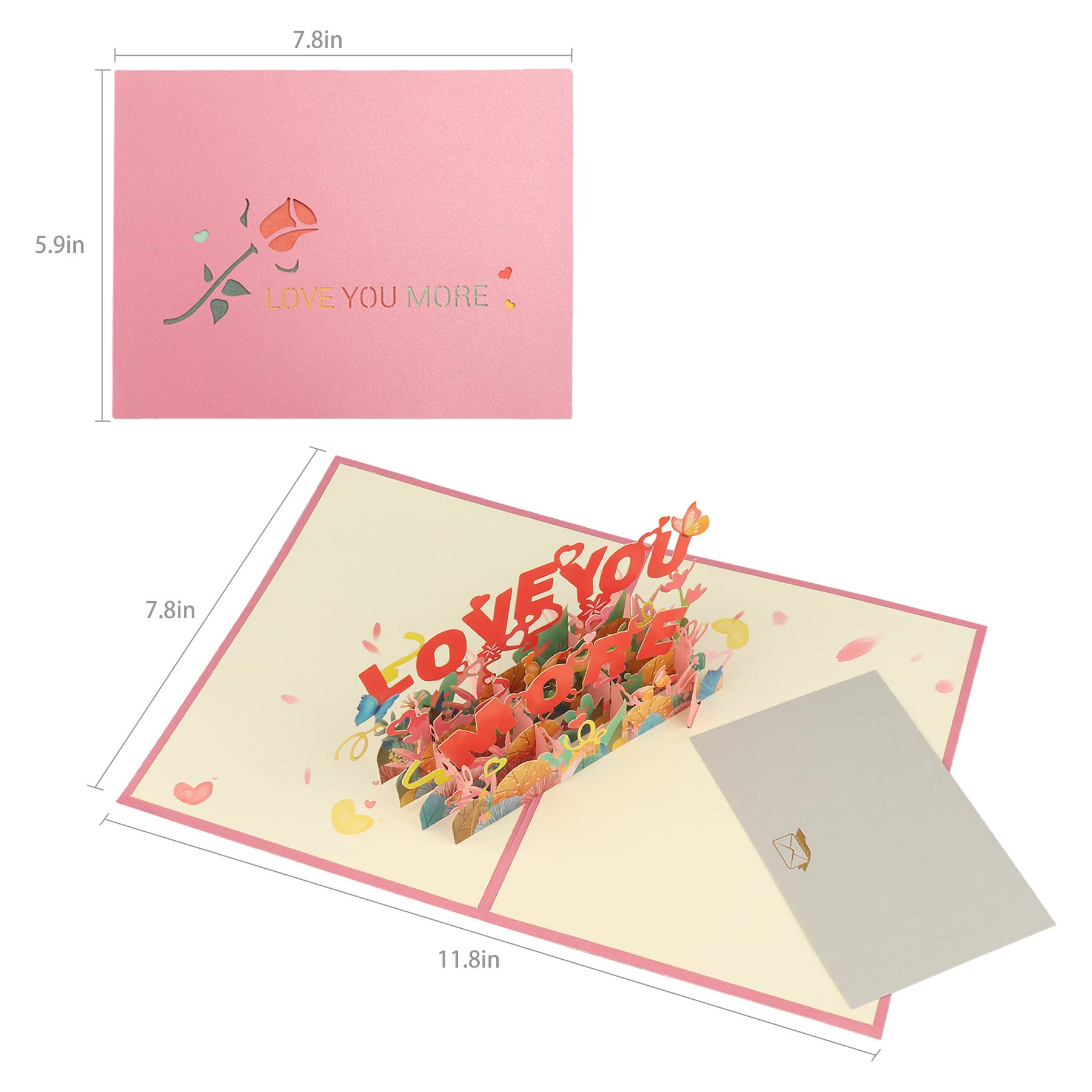 3D Handmade Pop Up Greeting Card for Women - Valentine's Day, Anniversary, Birthday, Mother's Day Gift for Wife, Lover, Her (Perfect for Wedding Anniversaries & Romantic Occasions)