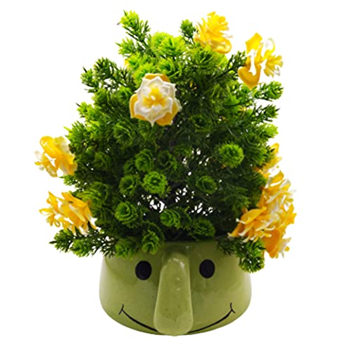 Cup Planter (Green) W/ Artificial Flower-02