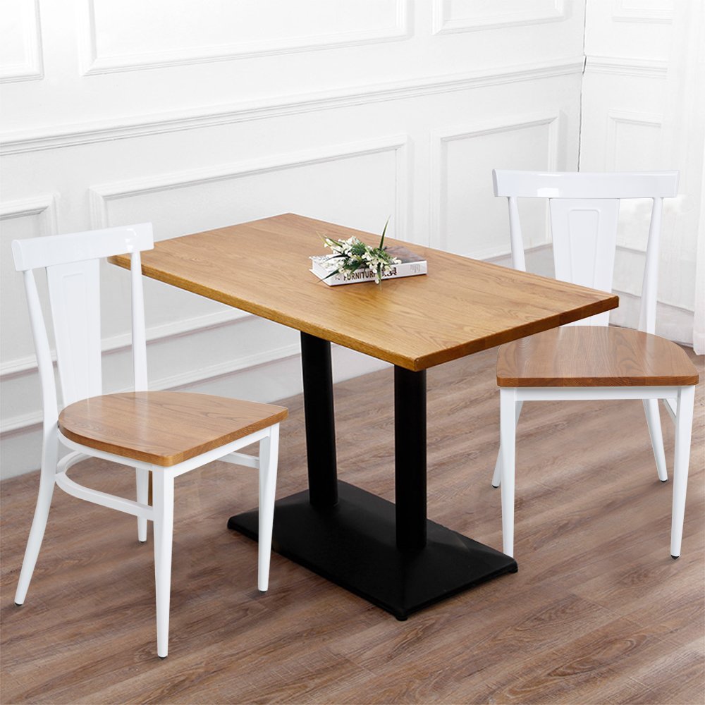 Modern Dining Chairs Set of 2 - White Wooden Seat & Metal Frame Kitchen Side Chairs for Home, Restaurant or Office Use - Comfortable & Durable for Daily Dining, Entertaining Guests or Commercial Spaces
