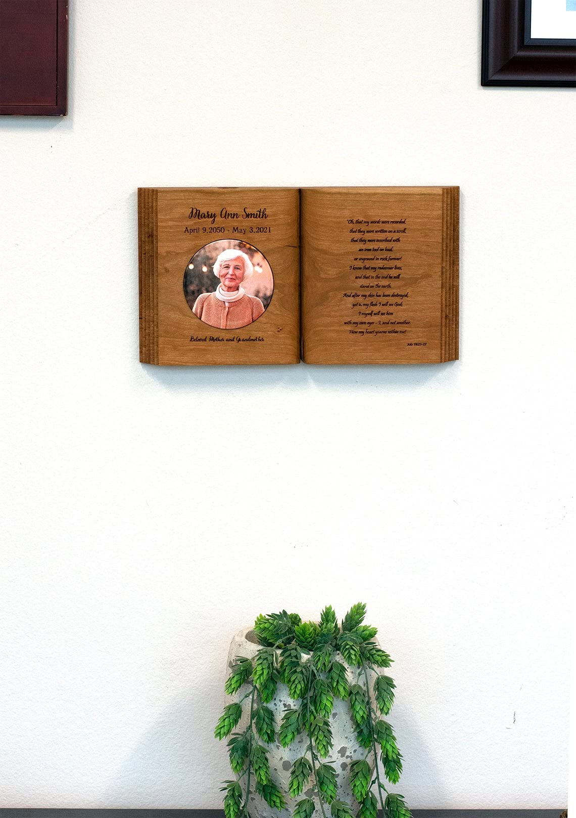 Premium Solid Wood Memorial Book & Bible Holder with Keepsake Sharing Urn - Perfect for Funeral Services, Memorials & Family Heirlooms