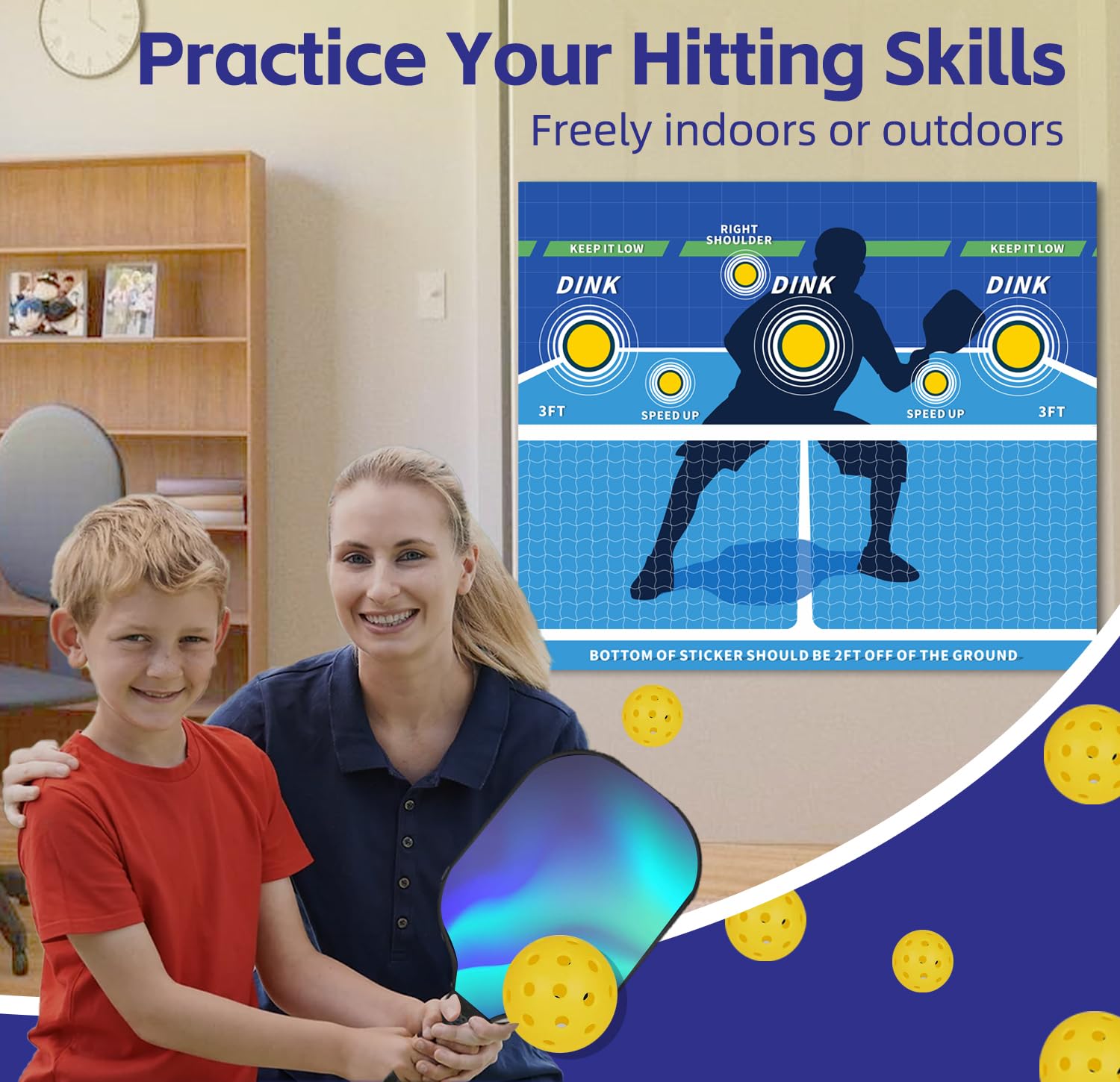 Dink Pad Pickleball Training Wall Rebounder - Portable Pickleball Practice Aid for Solo Drills | Turn Any Wall into a Pickleball Court | Perfect for Backyard, Garage & Indoor Training