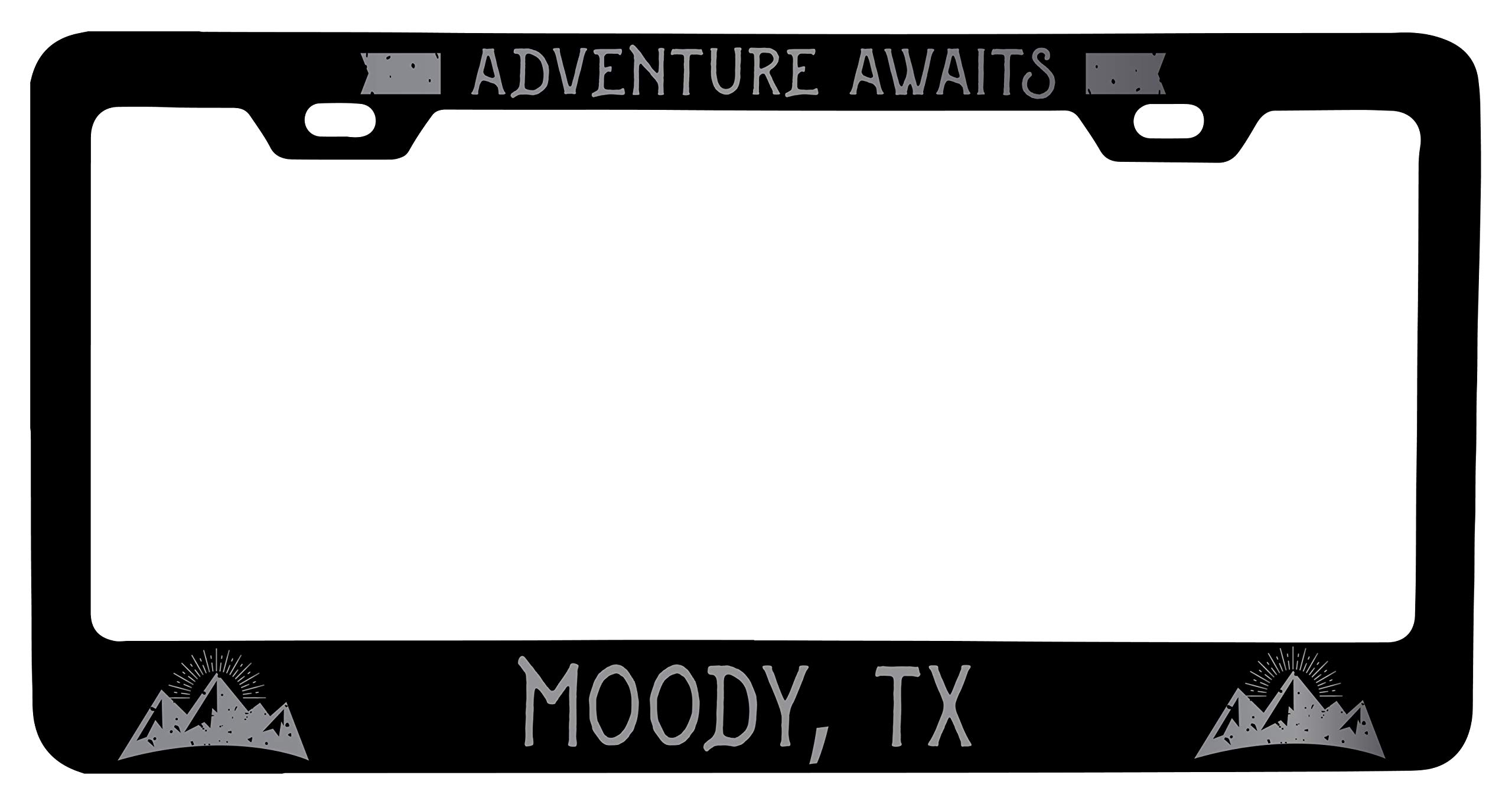 R&R Imports Moody Texas Laser Etched Vanity Black Metal License Plate Frame - Personalized Car Accessory for Trucks, SUVs & Classic Vehicles