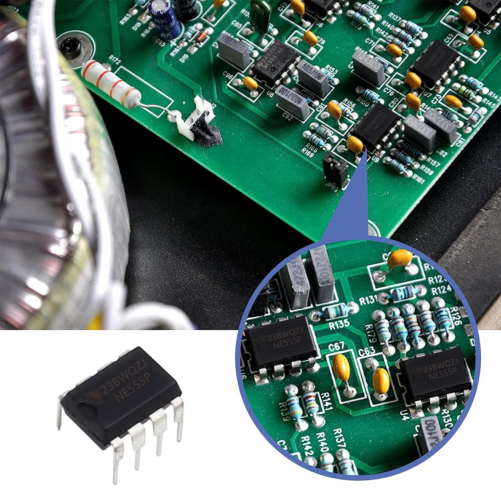50Pcs NE555 Timer IC NE555P 8-Pin DIP Precision Timing Chip with Machined Pins - Ideal for DIY Electronics, Arduino Projects, and Circuit Prototyping