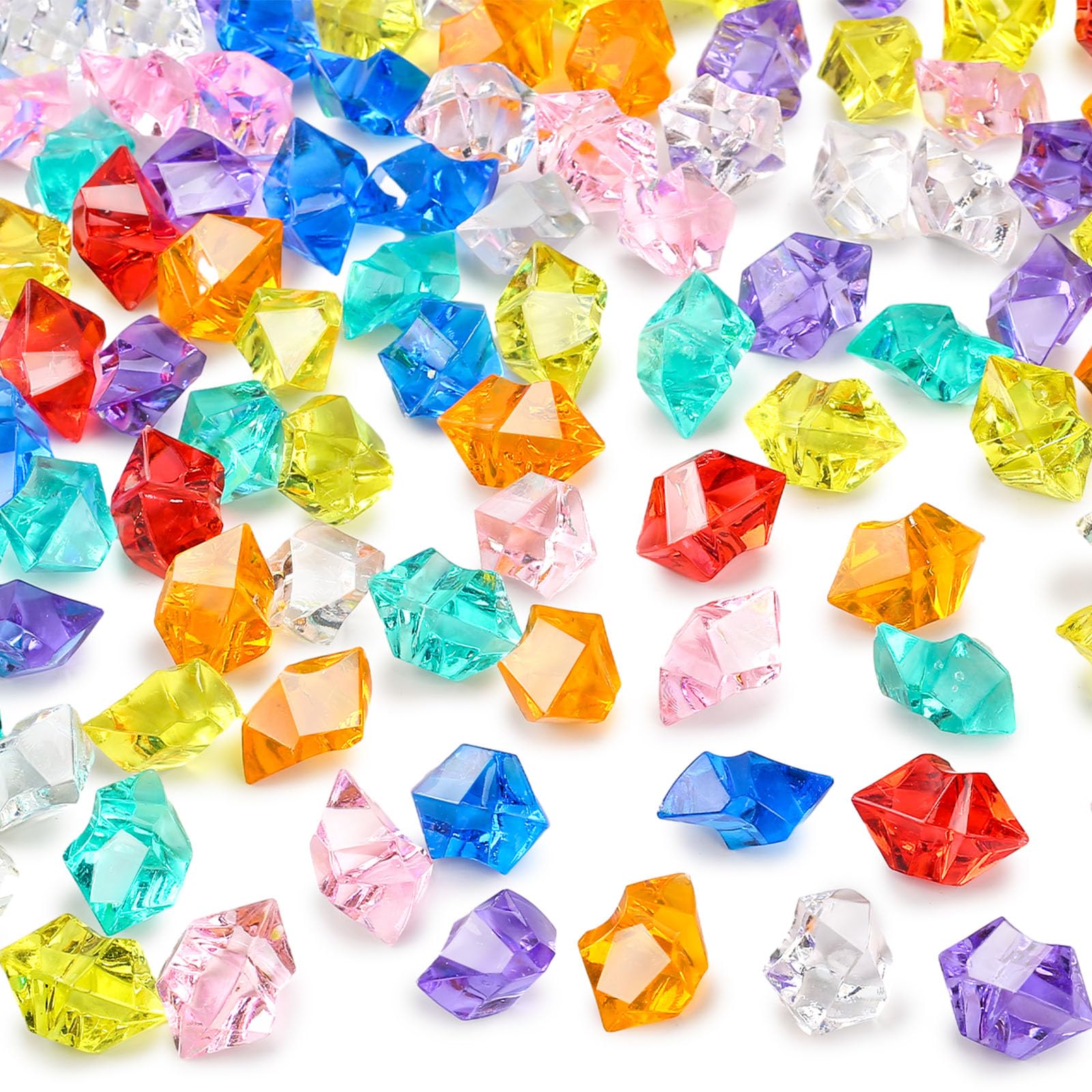 DomeStar 150PCS Multicolored Fake Crushed Ice Rocks - Plastic Diamond Ice Cube Crystals for Sensory Bins, Wedding Decor, Vase Fillers & Crafting (Random Colors) - Perfect for Party Centerpieces, DIY Projects & Home Decoration
