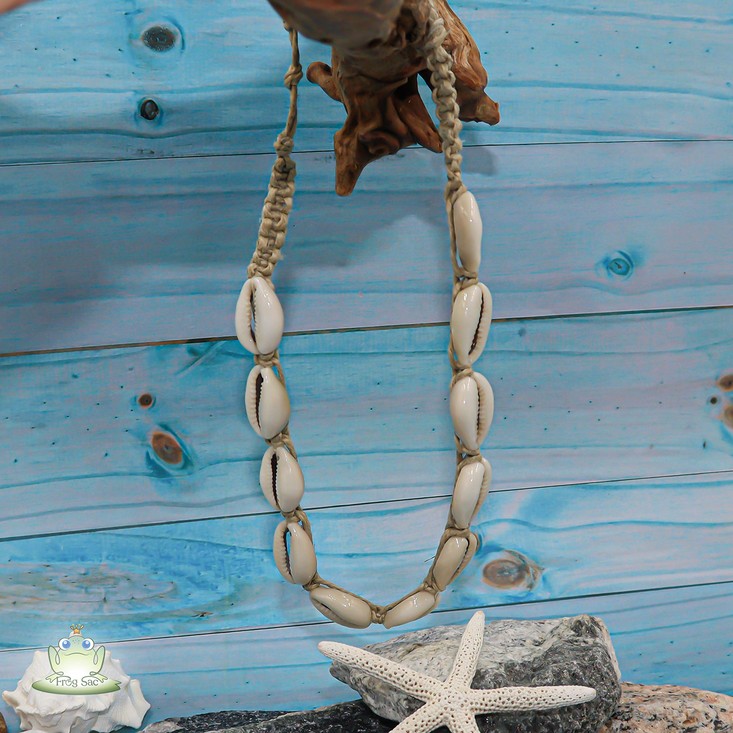 Fablinks White Chip Puka Shell Choker Necklace for Women | Hawaiian Beach Jewelry | VSCO Seashell Necklace for Teen Girls | Hemp Cowrie Shell Necklace | Perfect for Summer Vacations, Beach Parties and Boho Fashion Accessories