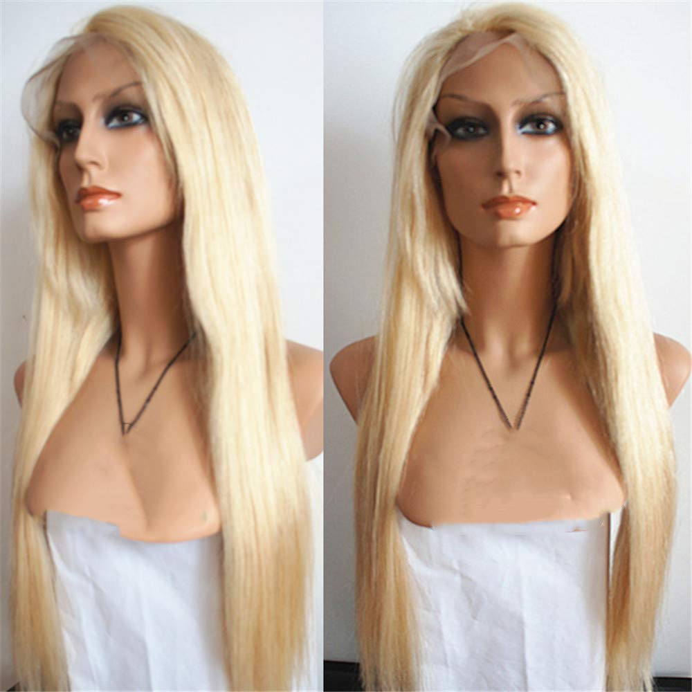 European Virgin Human Hair Full Lace Wigs for Women - #613 Light Blonde Silk Straight 16 Inch with Baby Hair | Natural Look for Daily Wear, Cosplay & Special Occasions