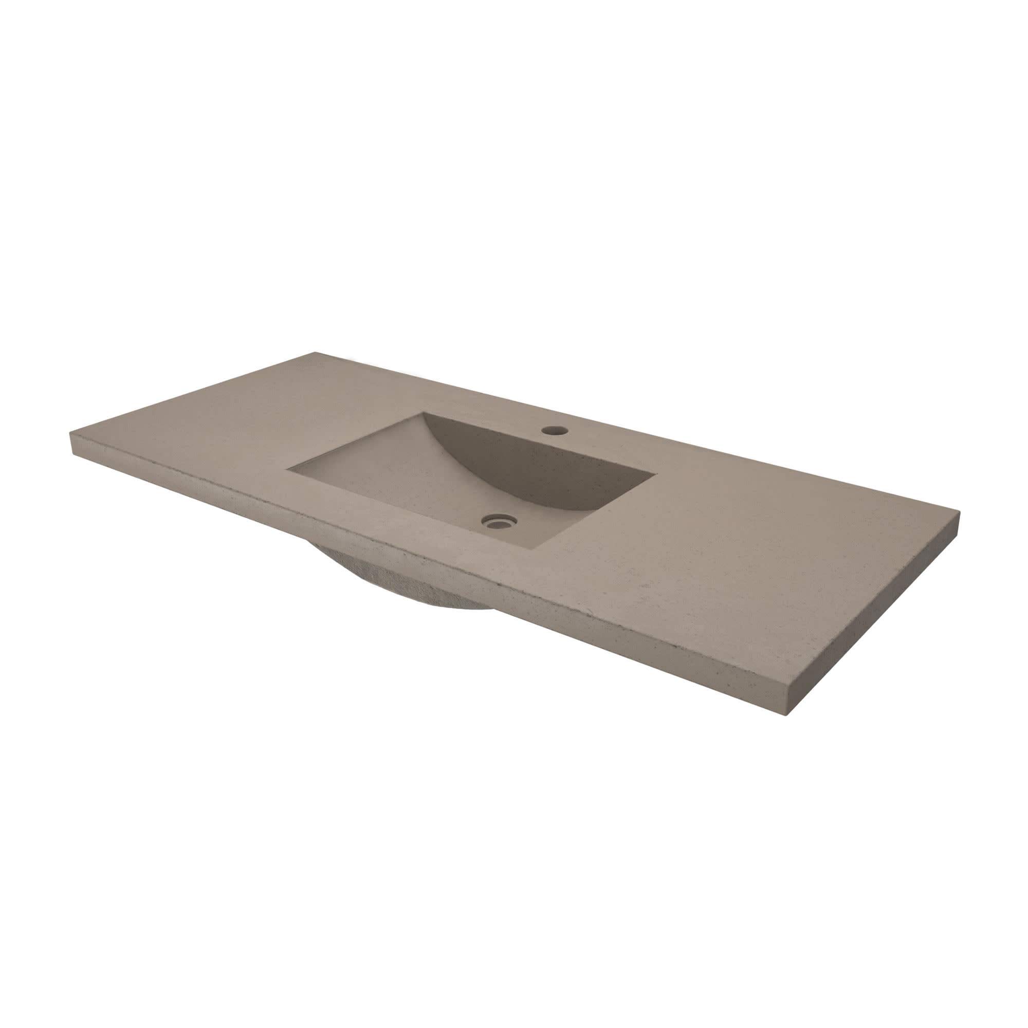 Palomar Vanity Top with Integrated Bathroom Sink in Earth Finish - Single Faucet Hole Design for Modern Bathrooms | Perfect for Home Renovation & Spa-Style Bathrooms