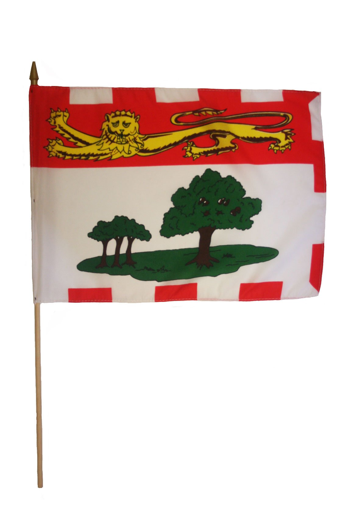 Prince Edward Island Canada Provincial 12x18 Inch Stick Flag with 2-Foot Wooden Pole - Durable Polyester Material - Perfect for Parades, Sporting Events & Home Decor