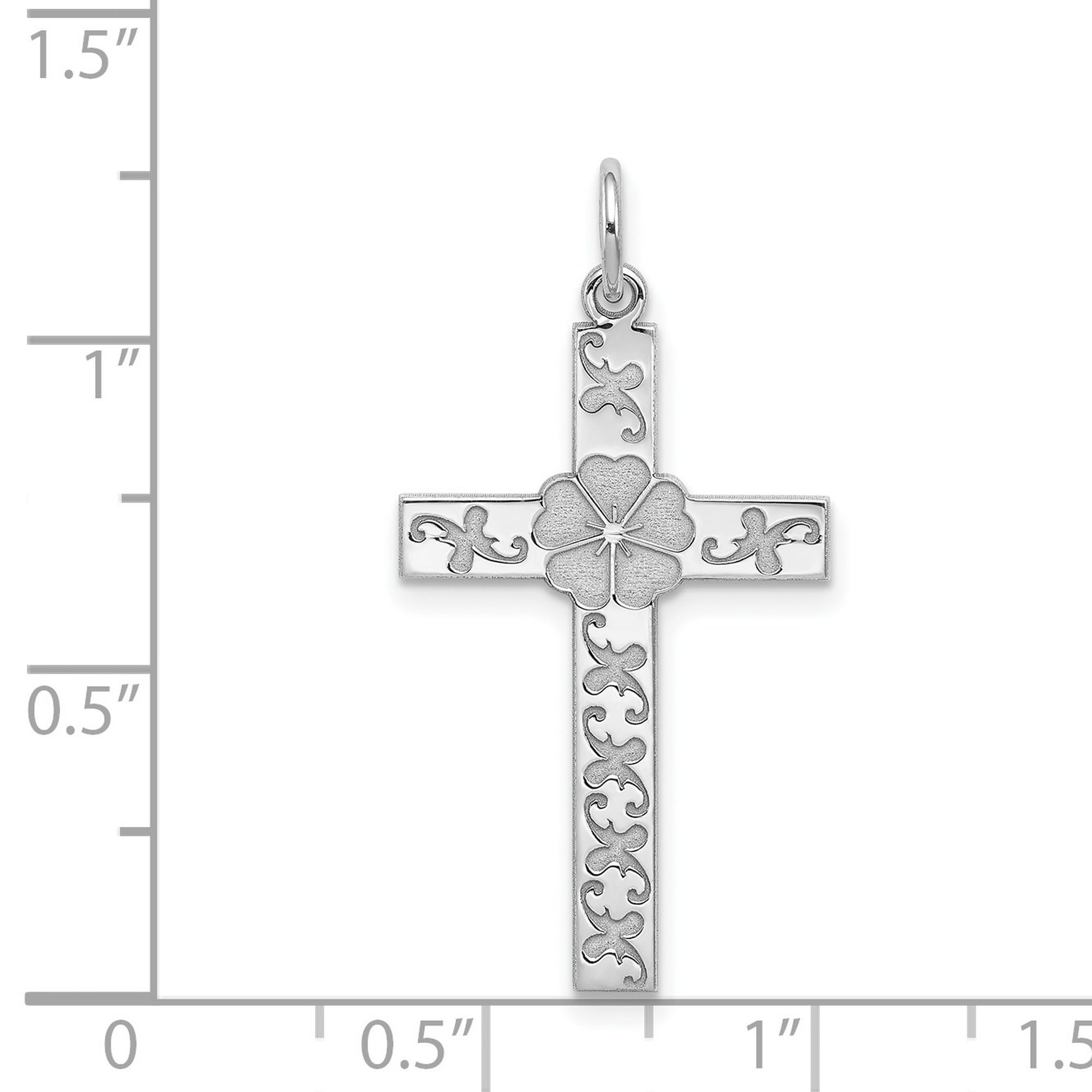 Elegant Sterling Silver Laser-Engraved Cross Pendant Necklace - 26mm x 16mm - Perfect for Gifts, Religious Jewelry & Everyday Wear