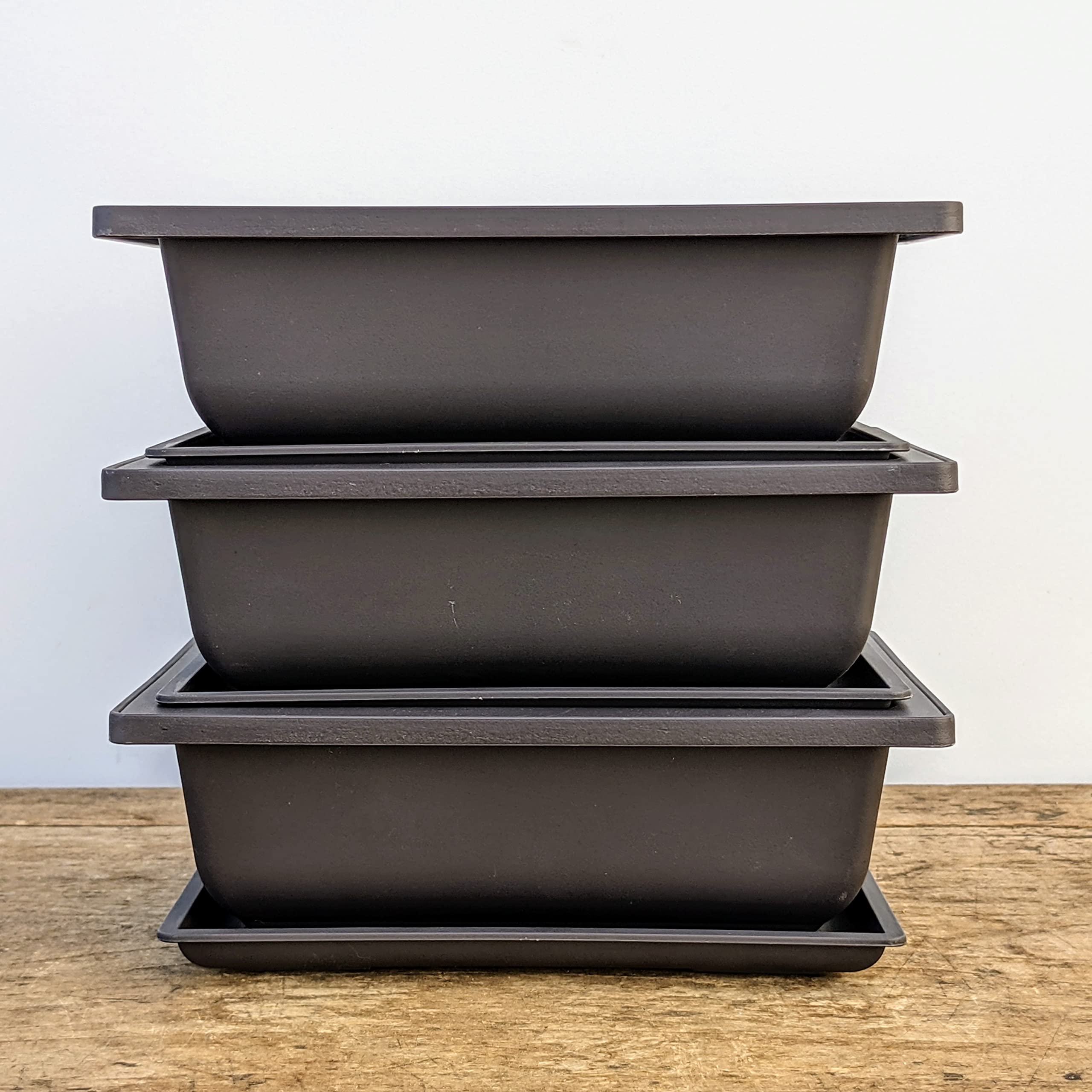 Bonsai Training Pots with Humidity Trays - 8-Inch Durable Shatter-Proof Poly-Resin Planters with Built-in Mesh (Set of 3, Brown) - Perfect for Indoor Bonsai Trees, Succulents & Small Houseplants
