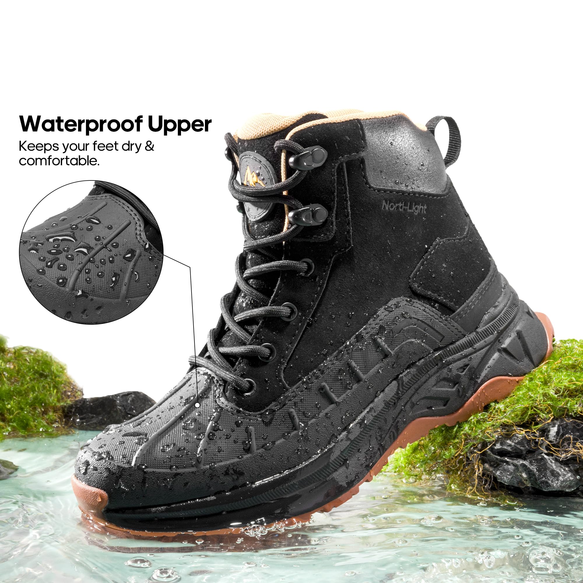 NORTIV 8 Women's Waterproof Hiking Boots - Lightweight Non-Slip Outdoor Trekking Shoes for Camping, Trail Walking & Mountain Climbing | All-Weather Comfort for Adventurous Women