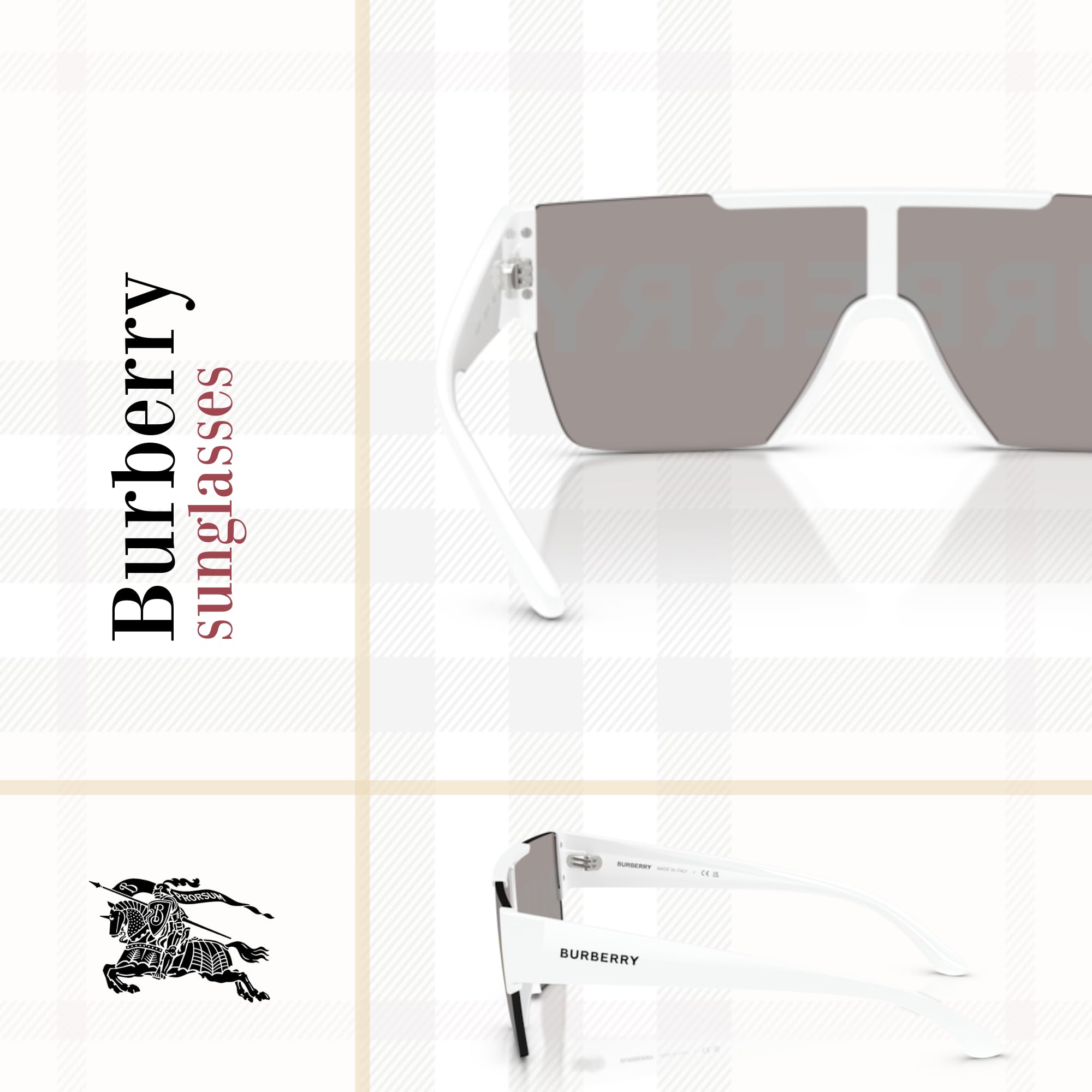 BURBERRY BE4291 Men's Rectangle Sunglasses with UV Protection - Premium Designer Eyewear Bundle Includes iWear Cleaning Kit | Perfect for Outdoor Activities, Travel & Fashion Accessories