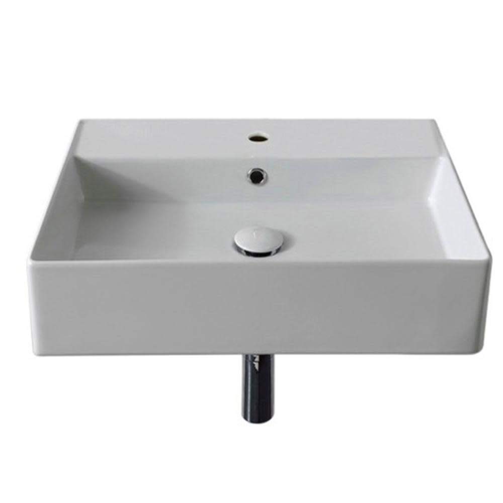 Scarabeo 5111 White One Hole Bathroom Sink - Modern Single Faucet Vessel Sink for Powder Room, Guest Bath & Small Space Installation