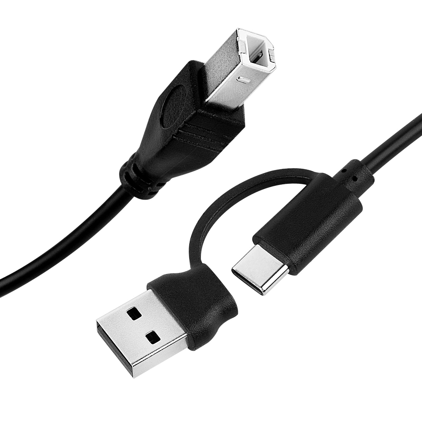 USB C to USB B Printer Cable 1M (3.3ft) - Dual USB & Type-C 2.0 Compatible with MacBook Pro/Air, Yamaha Roland Casio Piano Keyboard MIDI Controller - Perfect for Home/Office Printing & Music Production