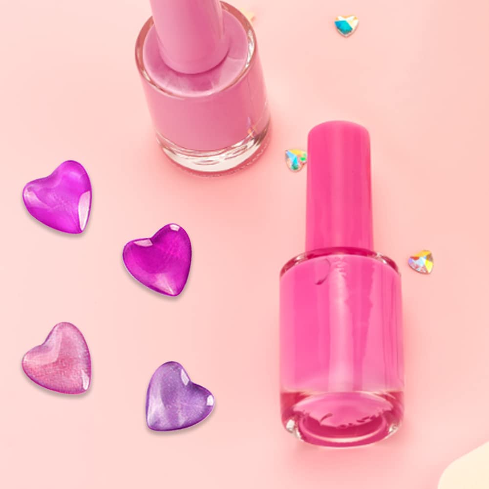 100PCS Heart-Shaped Flat Back Fake Nail Display Cards - Professional Nail Color Chart for Nail Art Practice, Salon & DIY Manicure - Nail Tips Sticks Color Guide for Beginners & Professionals