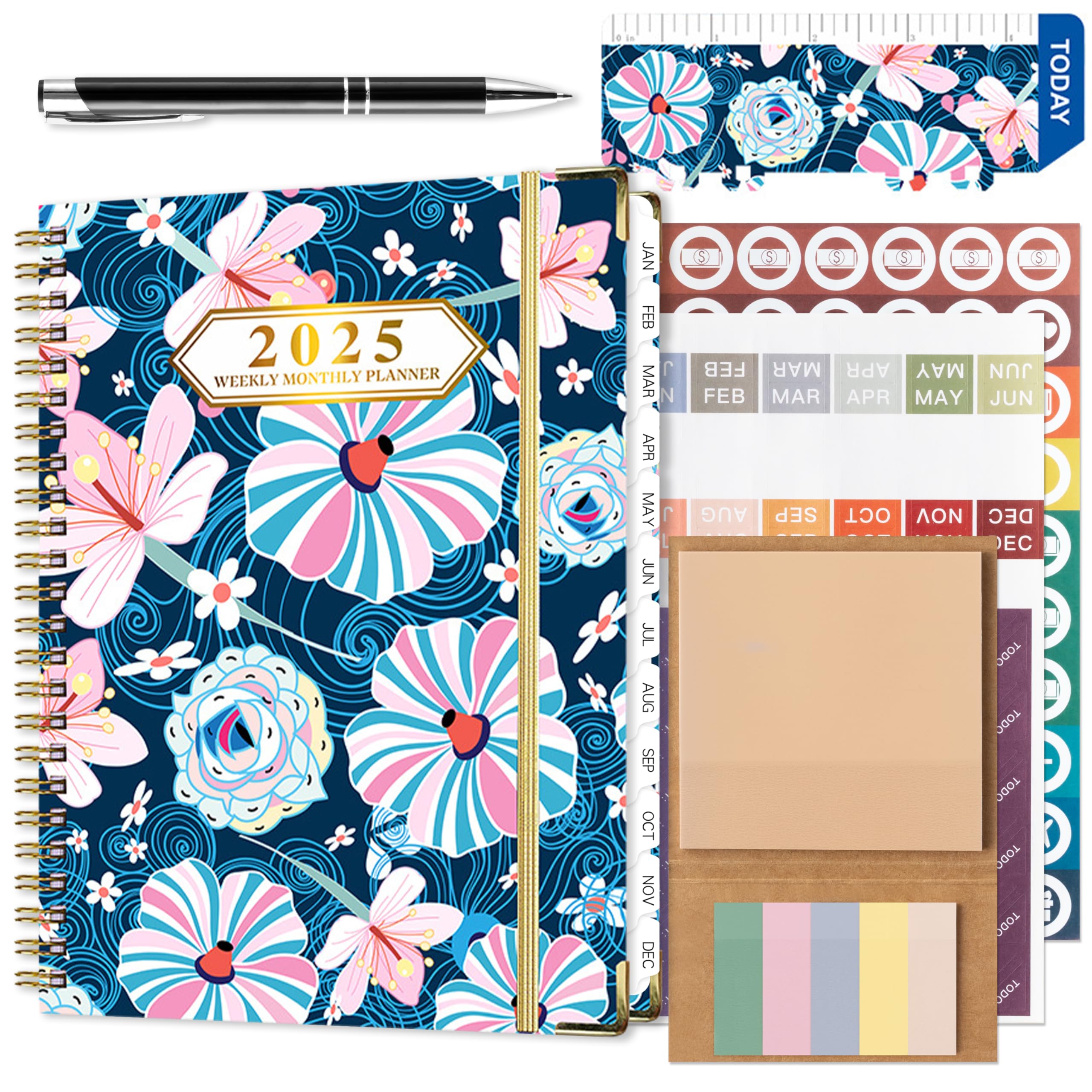2025 Planner Gift Set - 12-Month Daily Weekly Monthly Organizer Notebook 8.4