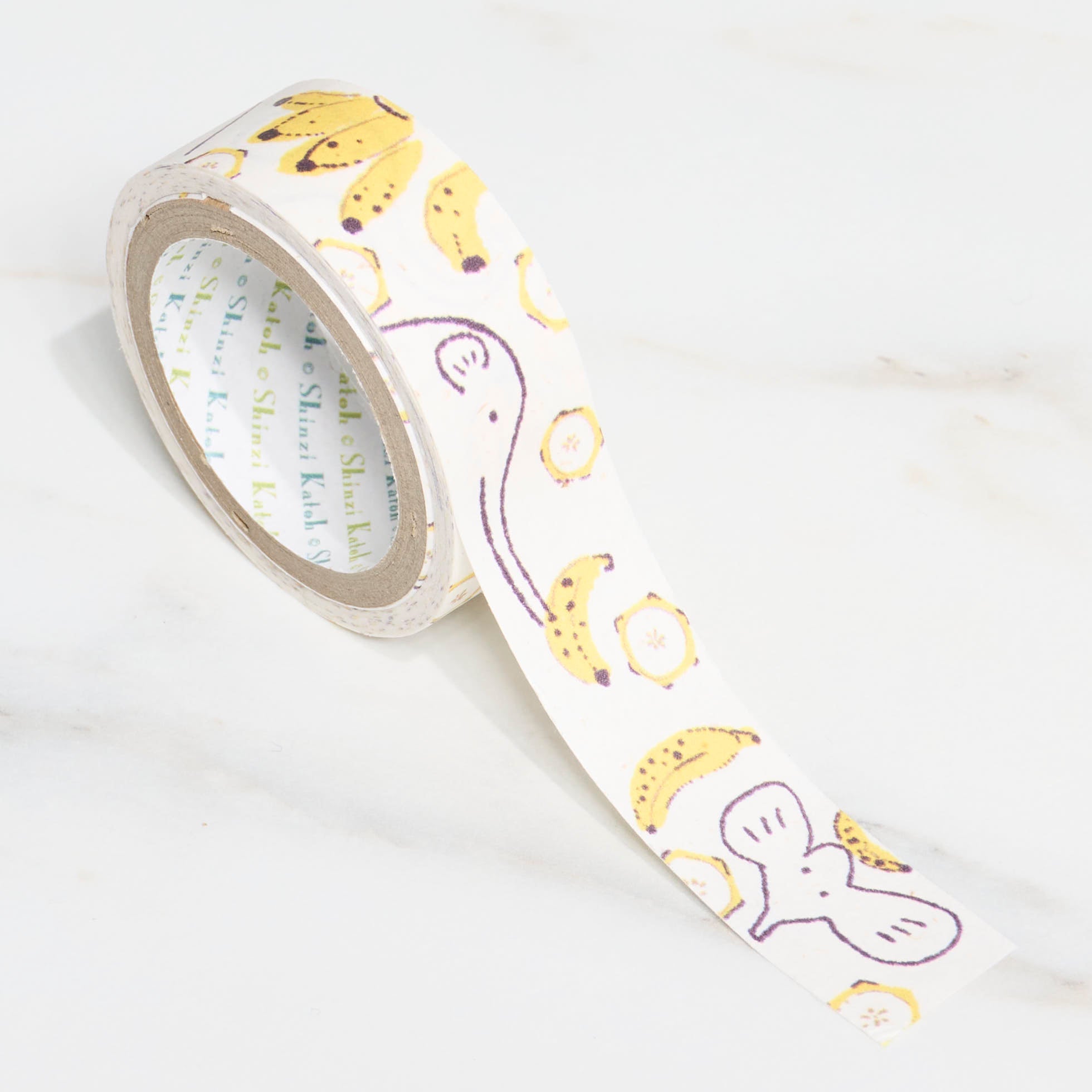 Shinzi Katoh Kirapika Masking Tape - Banana Pattern Washi Paper Tape for Scrapbooking, DIY Crafts, Gift Wrapping & Decoration - Adhesive Seal Do for Home, Office & School Projects