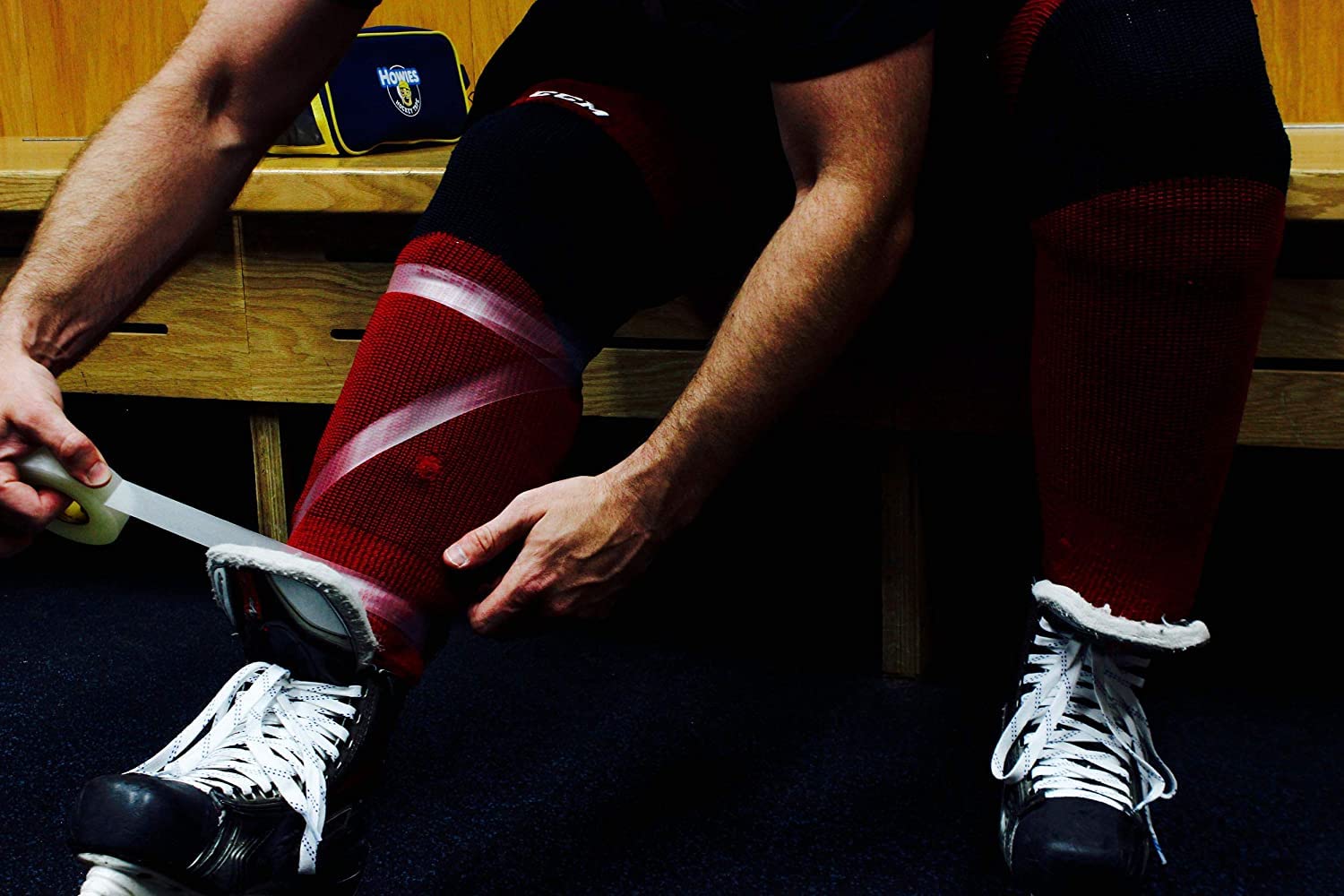 Howies Hockey Tape - Clear Shin Pad Tape (30 Pack) with Free Tape Tin | Durable Grip for Hockey Shin Guards | Perfect for Ice Hockey, Field Hockey & Sports Protection